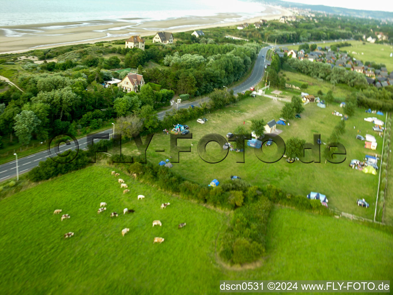 Vue aérienne de Merville-Franceville-Plage dans le département Calvados, France