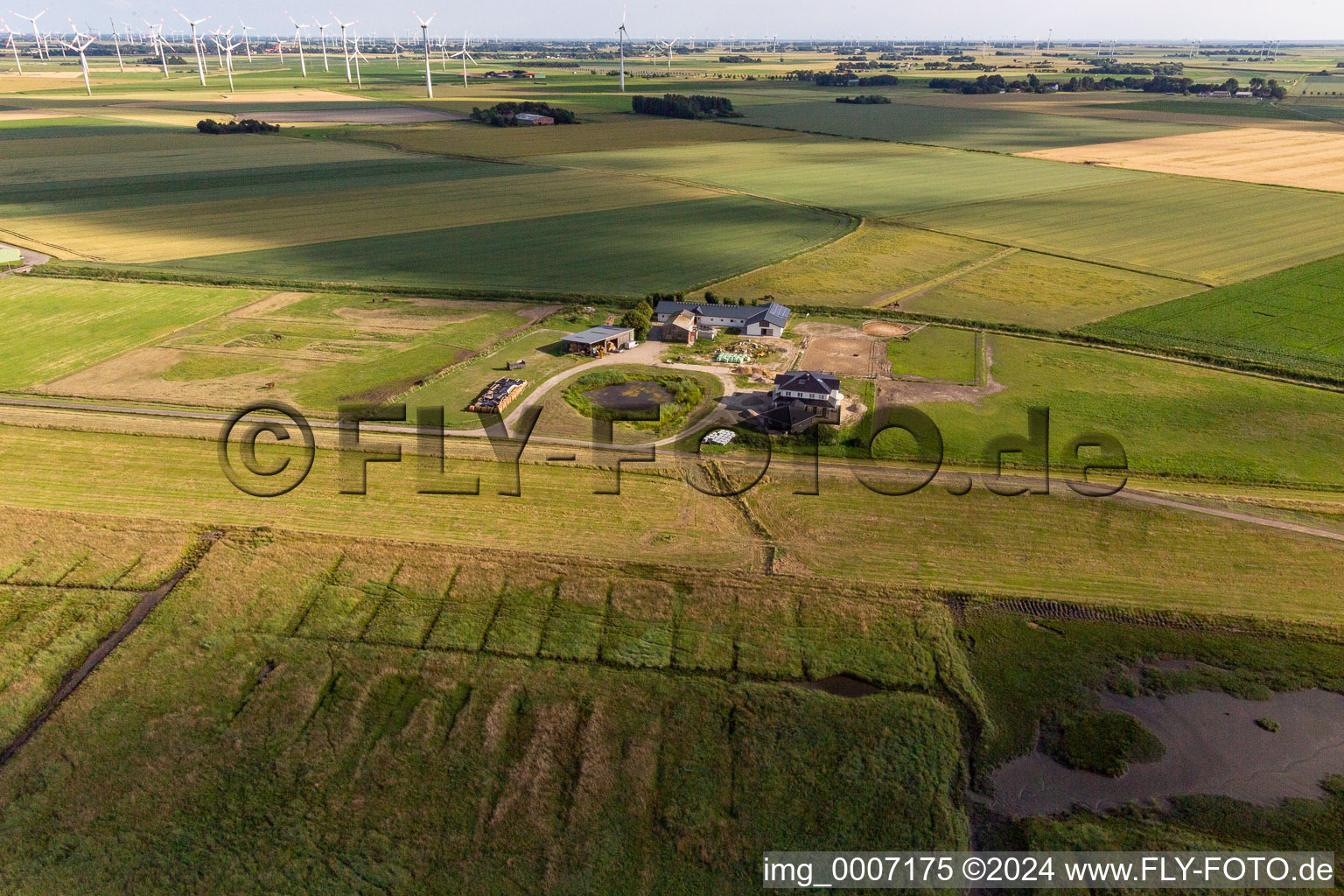 Vue aérienne de Schäperweg à Wesselburenerkoog dans le département Schleswig-Holstein, Allemagne