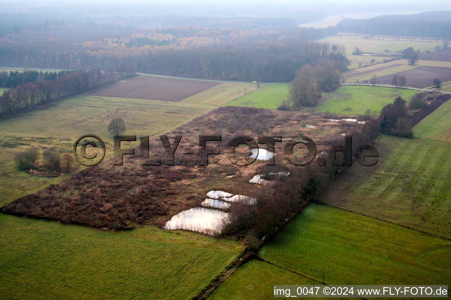 Vue aérienne de Kandel-Minfeld Otterbachtal à Minfeld dans le département Rhénanie-Palatinat, Allemagne