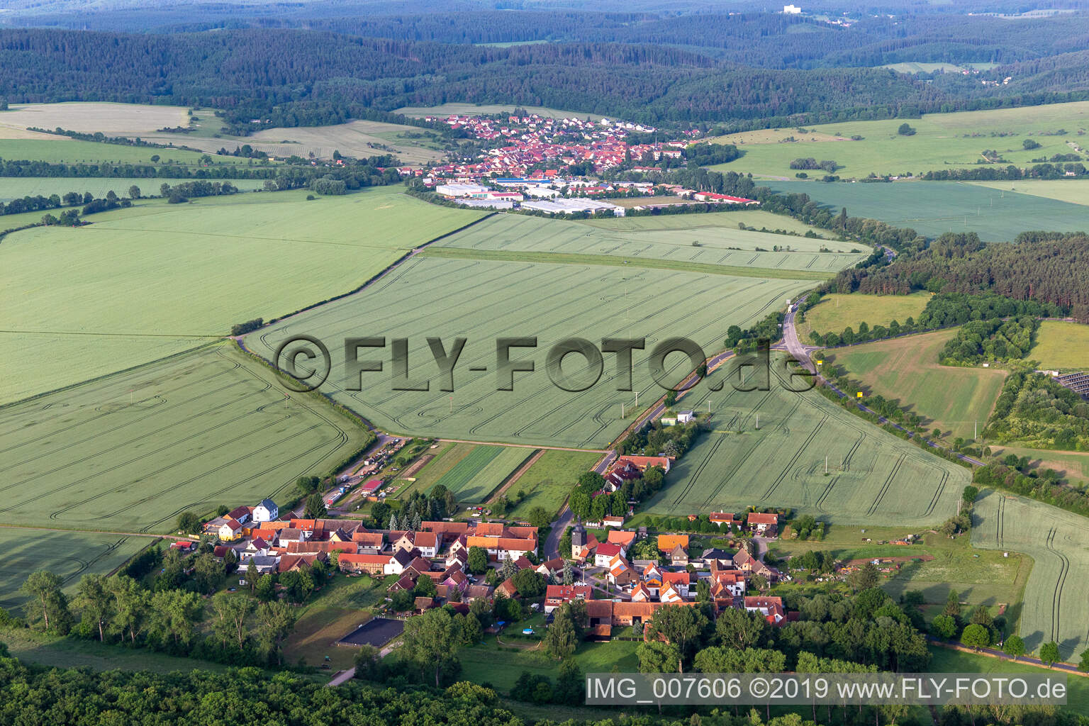 Vue aérienne de Wipperoda dans le département Thuringe, Allemagne
