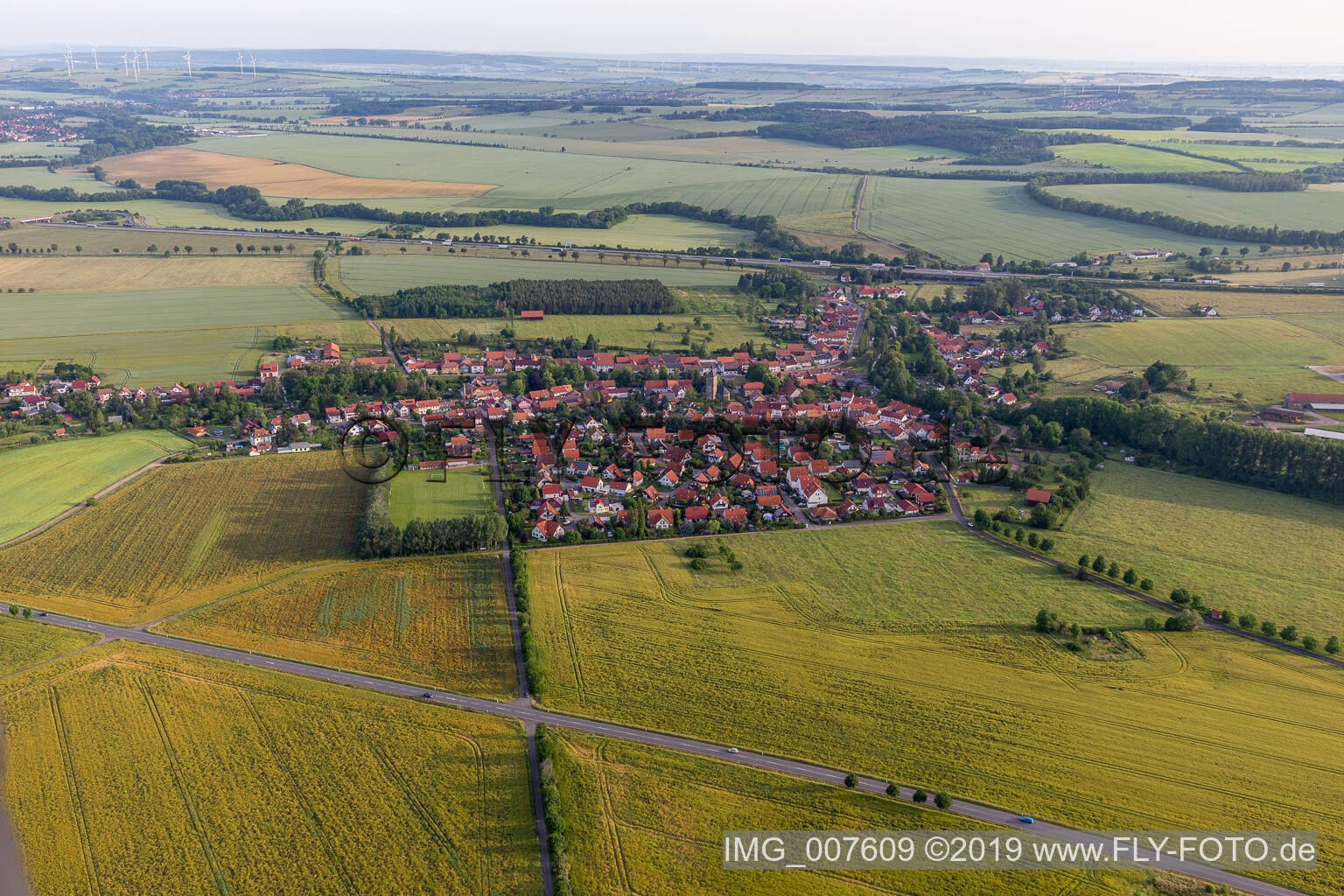 Vue aérienne de Leina dans le département Thuringe, Allemagne