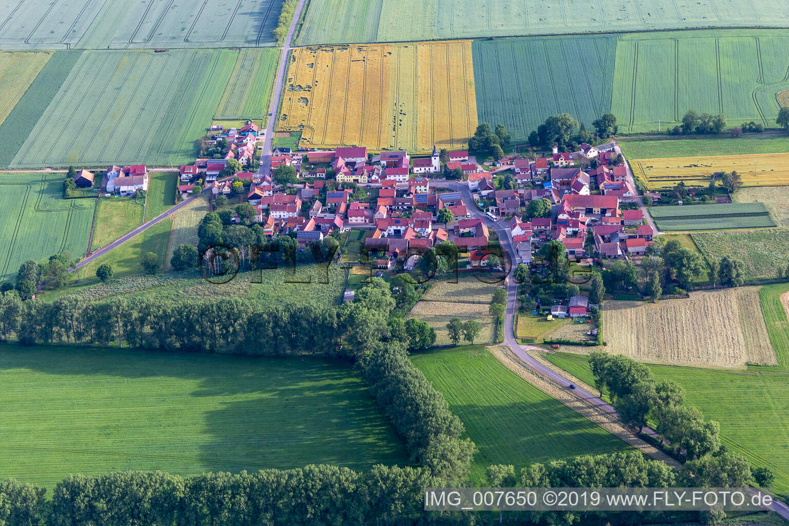 Vue aérienne de Hausen dans le département Thuringe, Allemagne