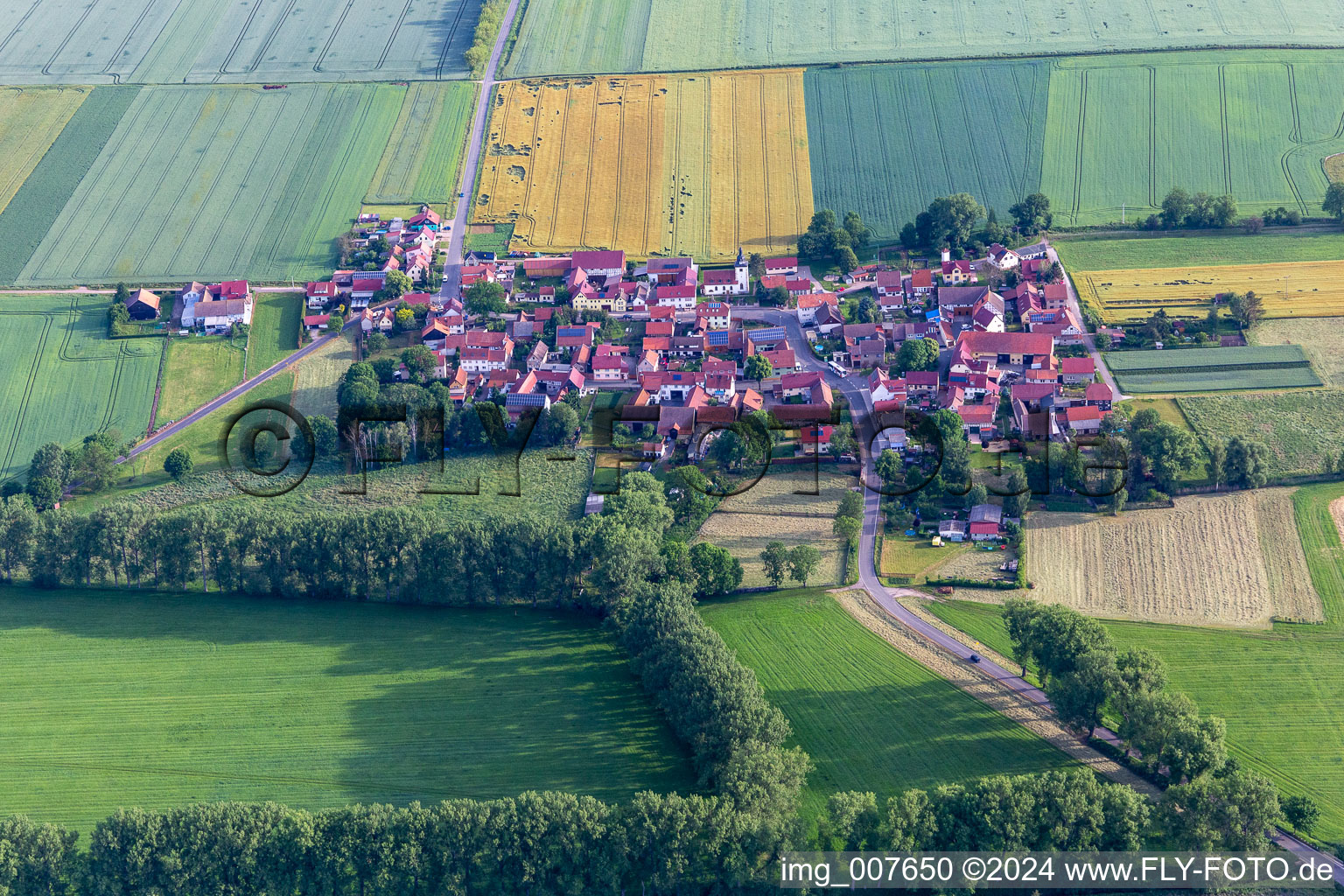 Vue aérienne de Hausen dans le département Thuringe, Allemagne