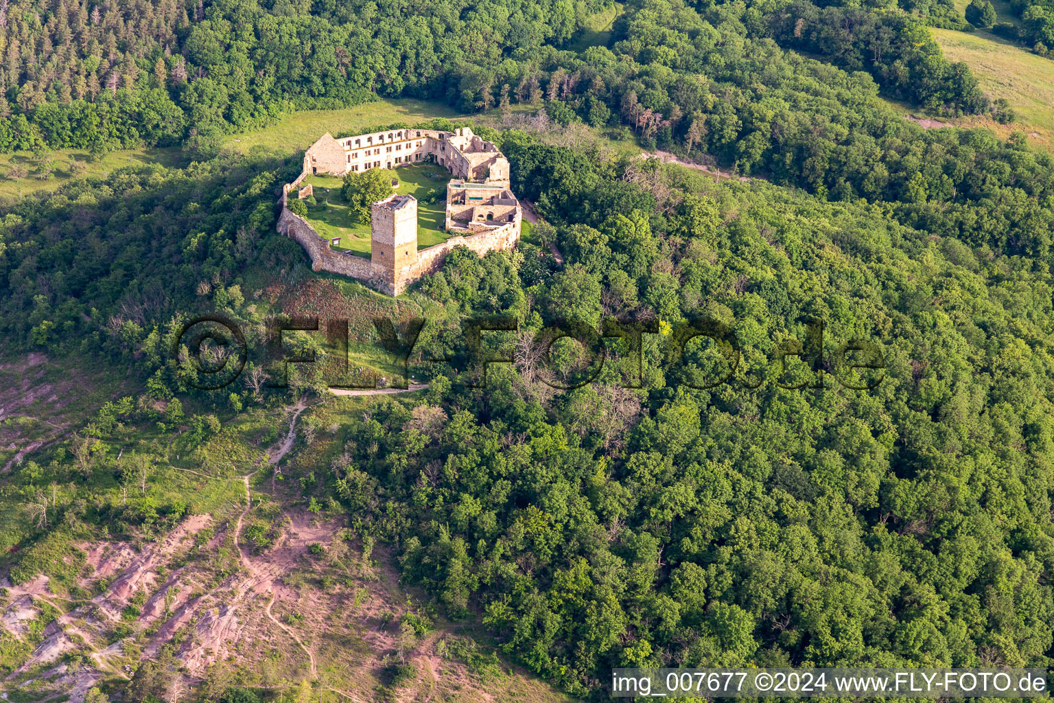 Vue aérienne de Château de Gleichen à Wandersleben dans le département Thuringe, Allemagne