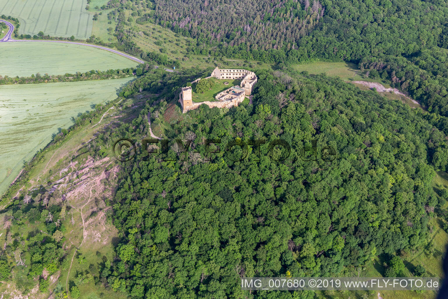 Photographie aérienne de Château de Gleichen à Wandersleben dans le département Thuringe, Allemagne