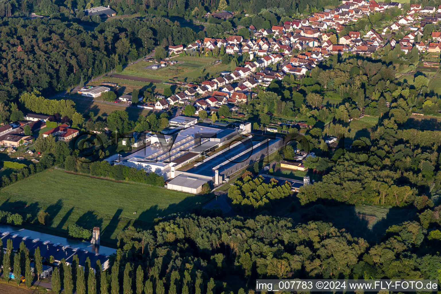 Vue aérienne de Les locaux de l'usine Webasto Mechatronics sur l'Industriestrasse à Schaidt à le quartier Schaidt in Wörth am Rhein dans le département Rhénanie-Palatinat, Allemagne