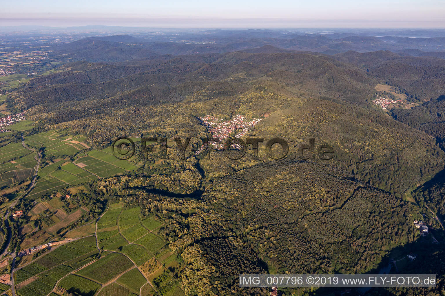 Vue aérienne de Dörrenbach dans le département Rhénanie-Palatinat, Allemagne