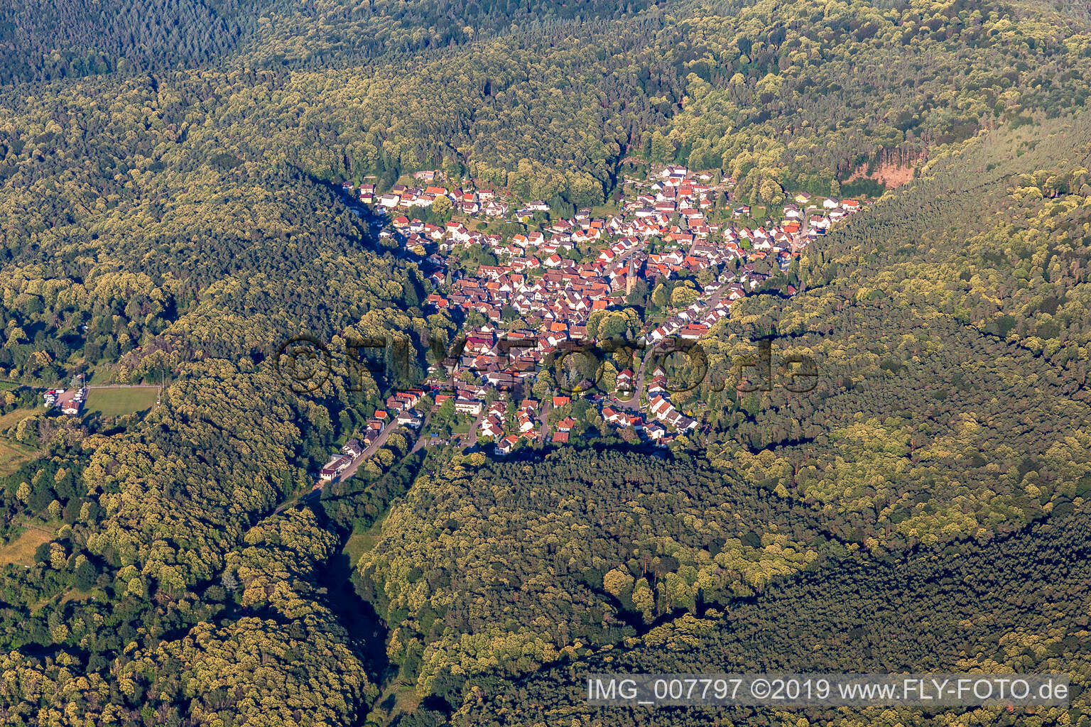 Vue aérienne de Dörrenbach dans le département Rhénanie-Palatinat, Allemagne