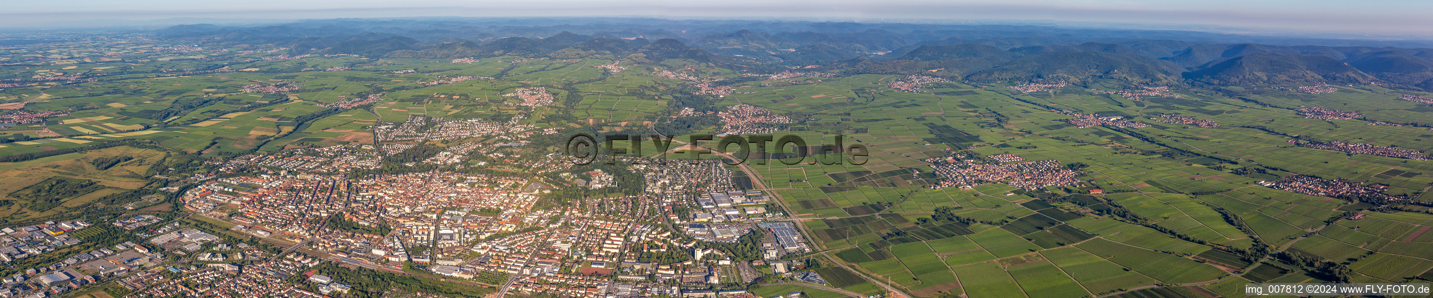 Vue aérienne de Zone urbaine en perspective panoramique avec périphérie et centre-ville à le quartier Queichheim in Landau in der Pfalz dans le département Rhénanie-Palatinat, Allemagne