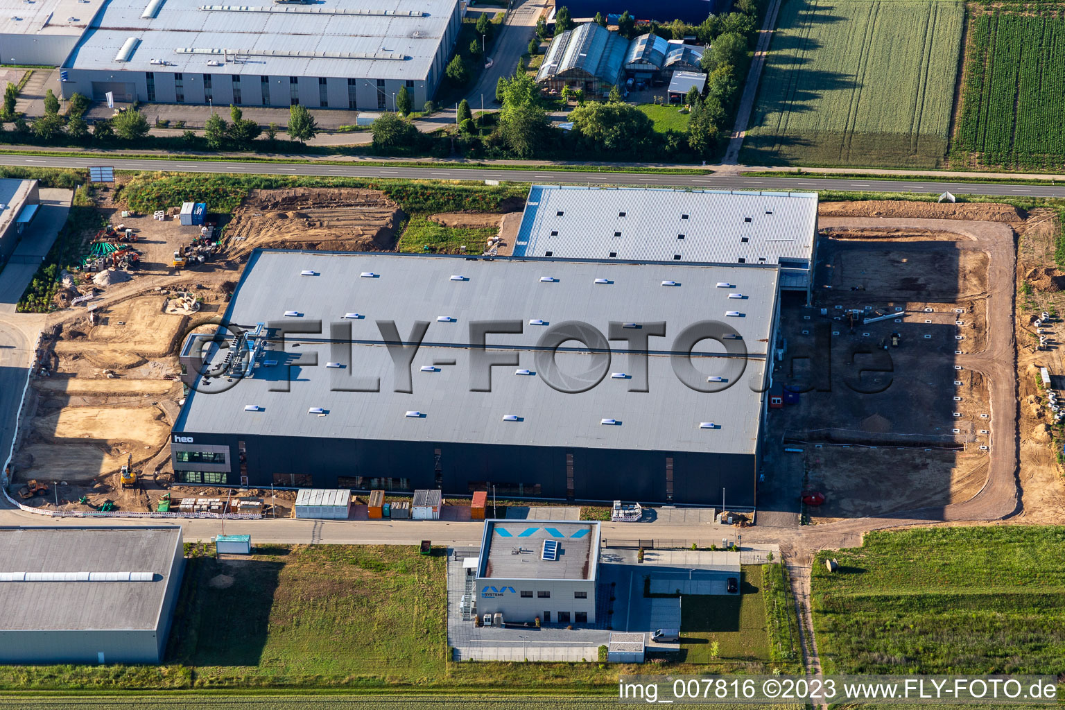 Vue aérienne de Heo dans le West Business Park à le quartier Herxheim in Herxheim bei Landau dans le département Rhénanie-Palatinat, Allemagne