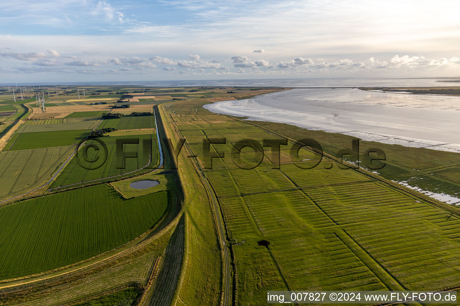 Vue aérienne de Zones côtières le long de l'embouchure de la rivière Eider dans la mer du Nord à le quartier Schülper Neuensiel in Wesselburenerkoog dans le département Schleswig-Holstein, Allemagne