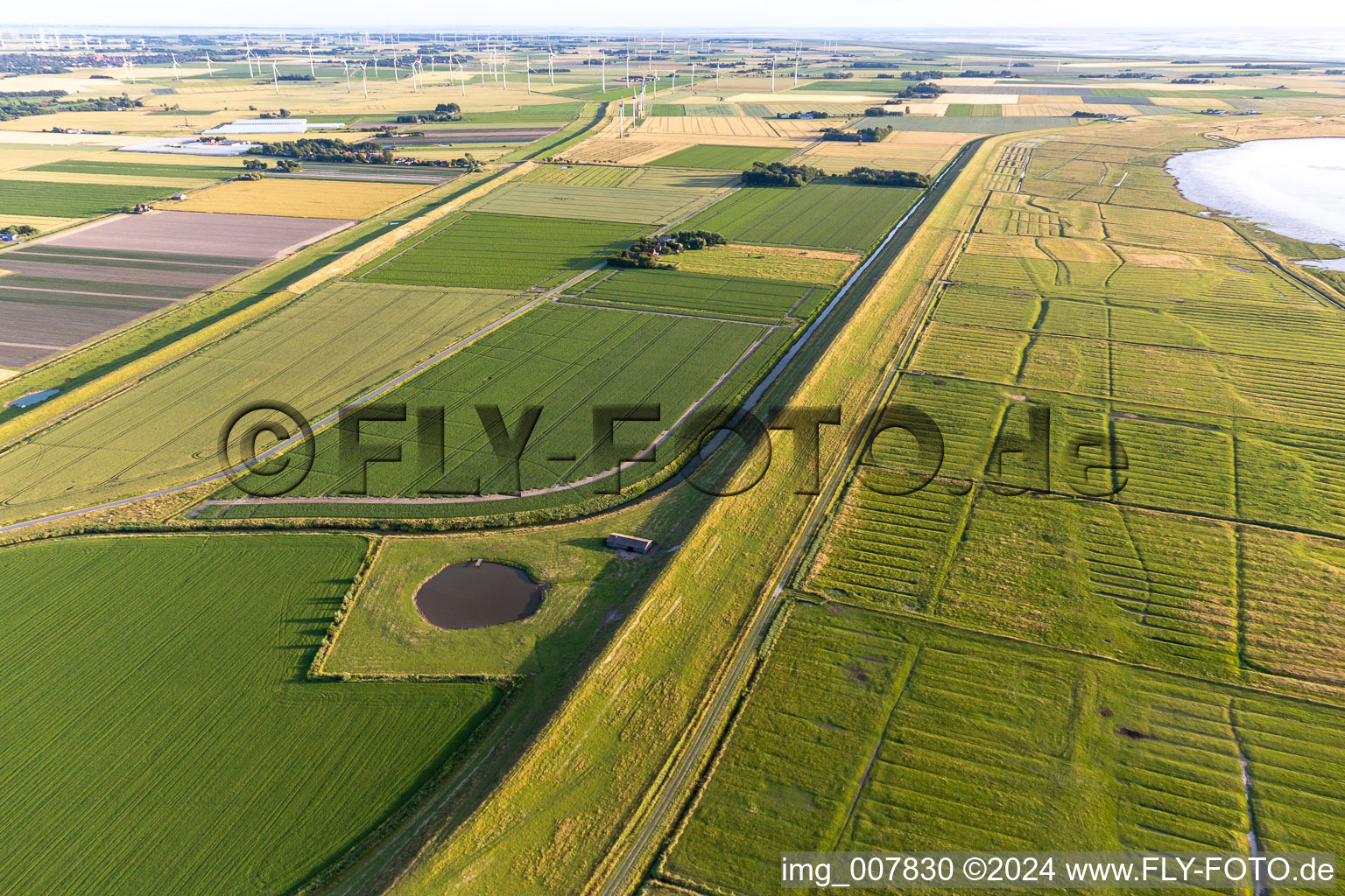 Vue aérienne de Dithmarscher Eidervorland à Wesselburenerkoog dans le département Schleswig-Holstein, Allemagne