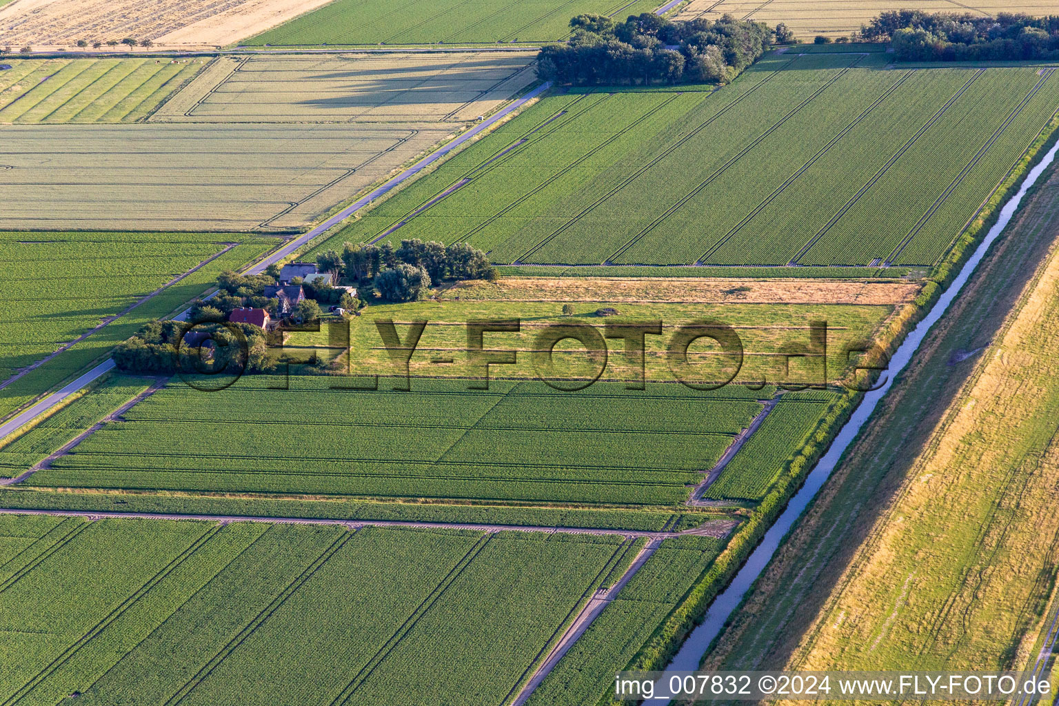 Vue aérienne de Wesselburenerkoog dans le département Schleswig-Holstein, Allemagne