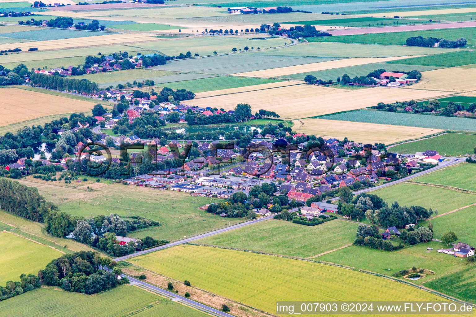 Vue aérienne de Oesterdeichstrich dans le département Schleswig-Holstein, Allemagne