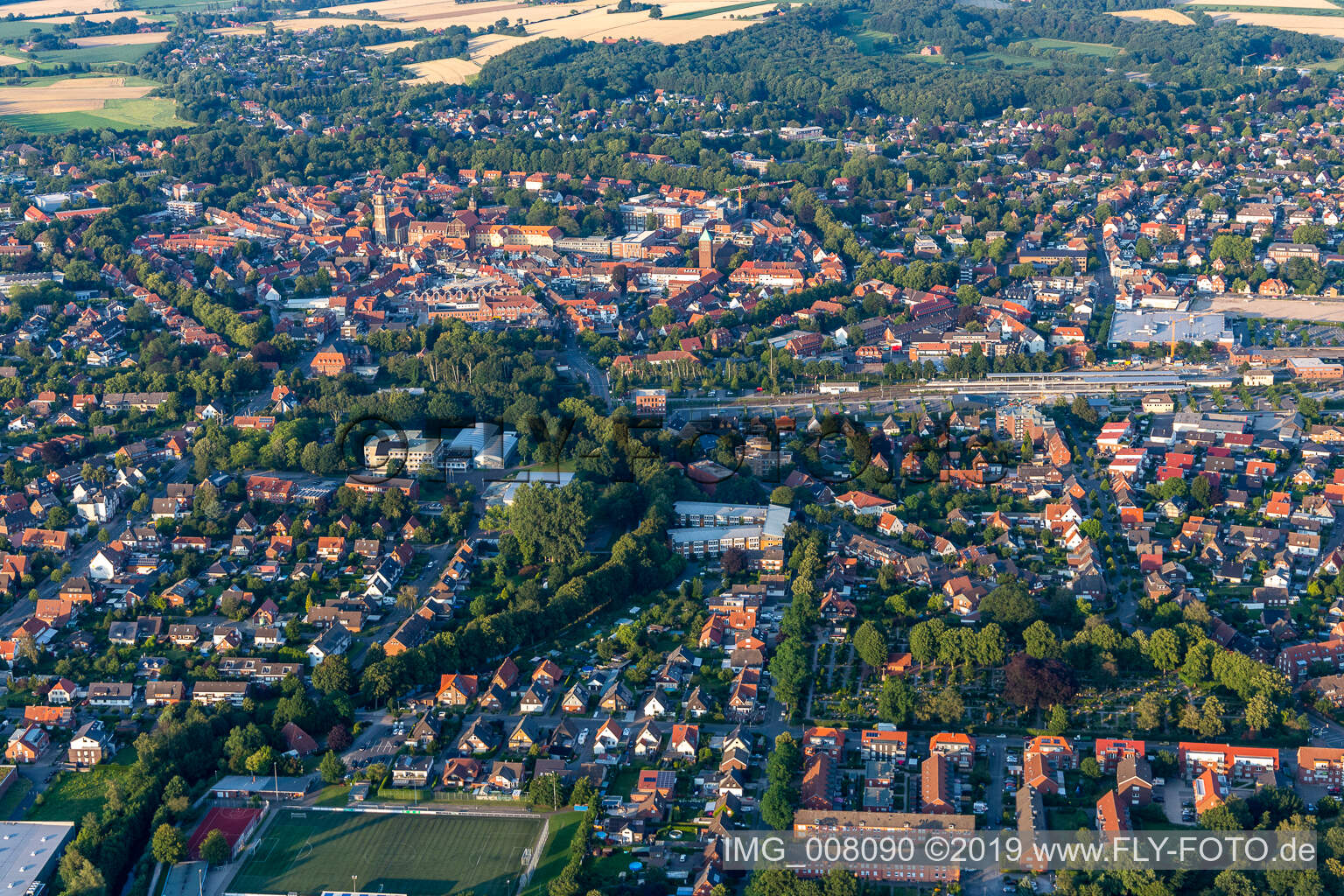 Vue oblique de Coesfeld dans le département Rhénanie du Nord-Westphalie, Allemagne
