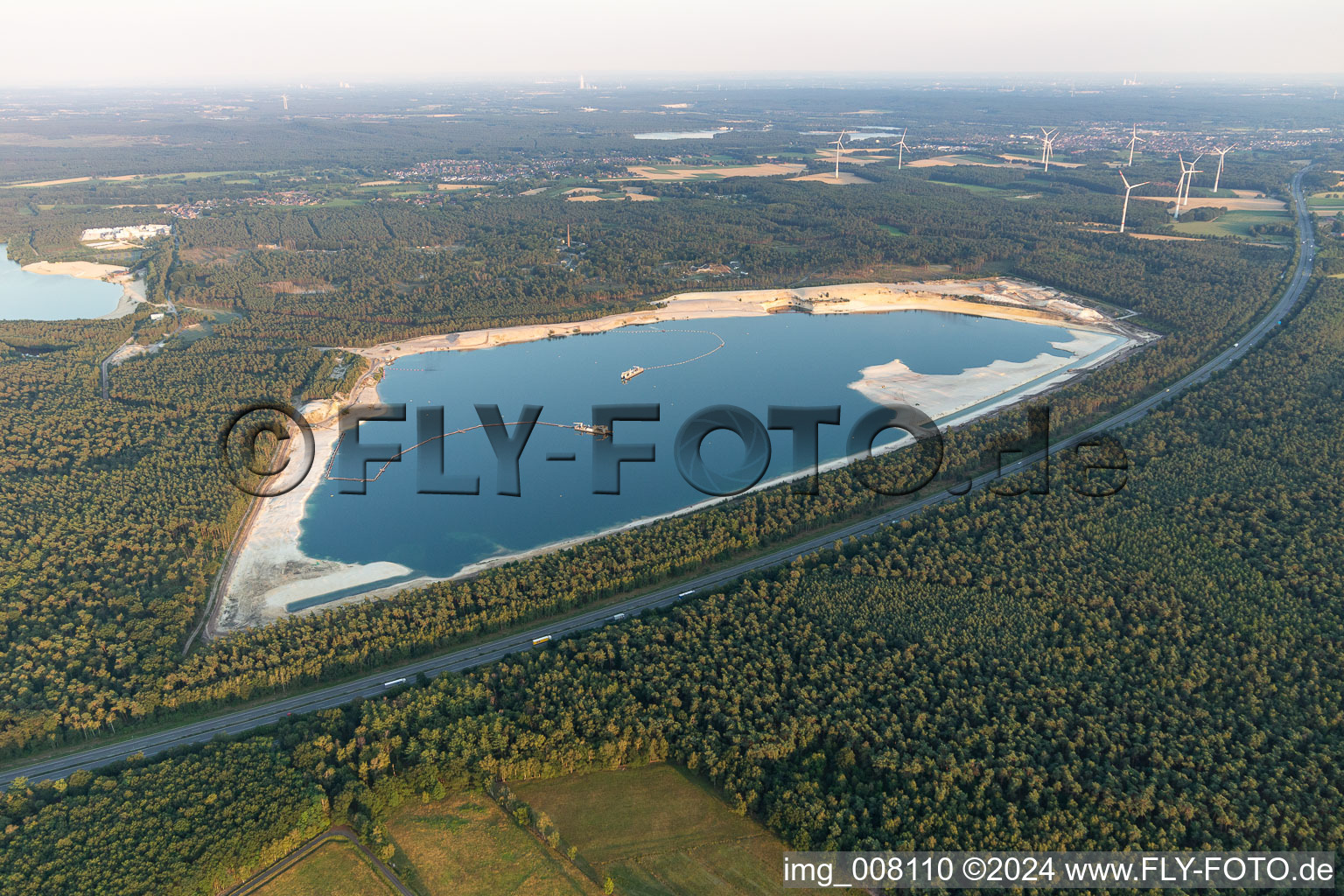 Vue aérienne de Lac d'argent I à le quartier Sythen in Haltern am See dans le département Rhénanie du Nord-Westphalie, Allemagne