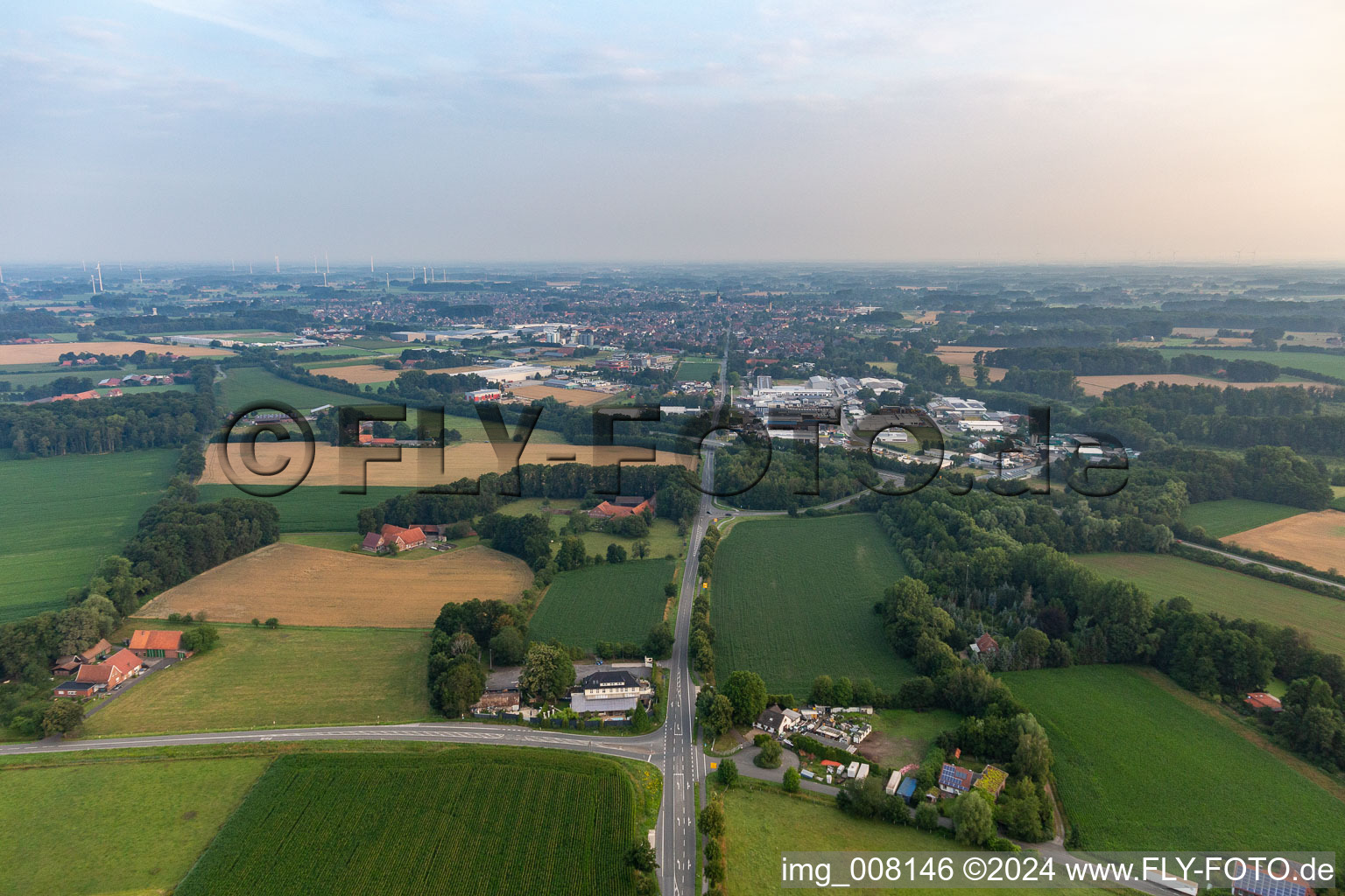 Vue oblique de Gescher dans le département Rhénanie du Nord-Westphalie, Allemagne