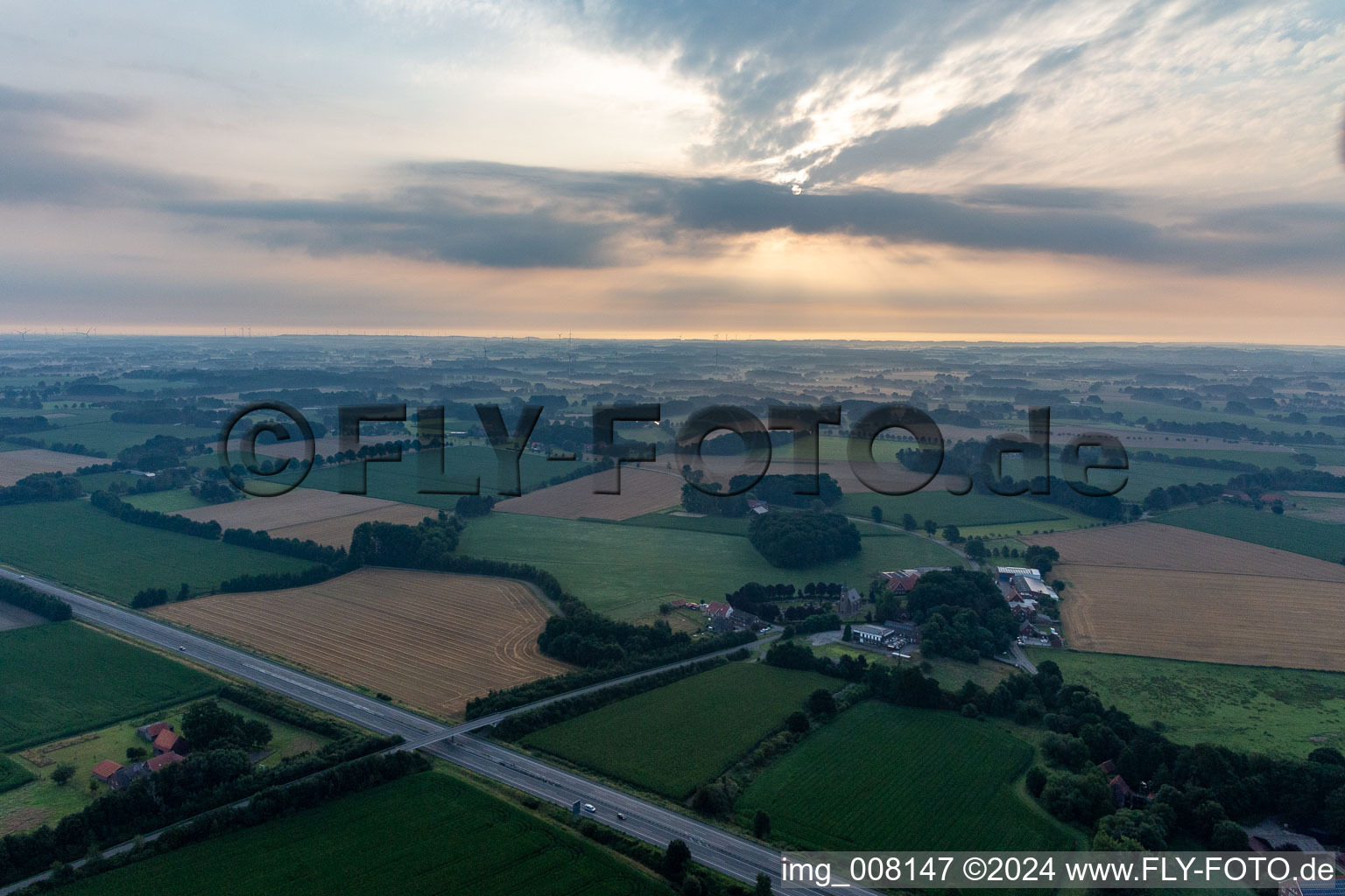 Vue aérienne de A31 à Gescher dans le département Rhénanie du Nord-Westphalie, Allemagne