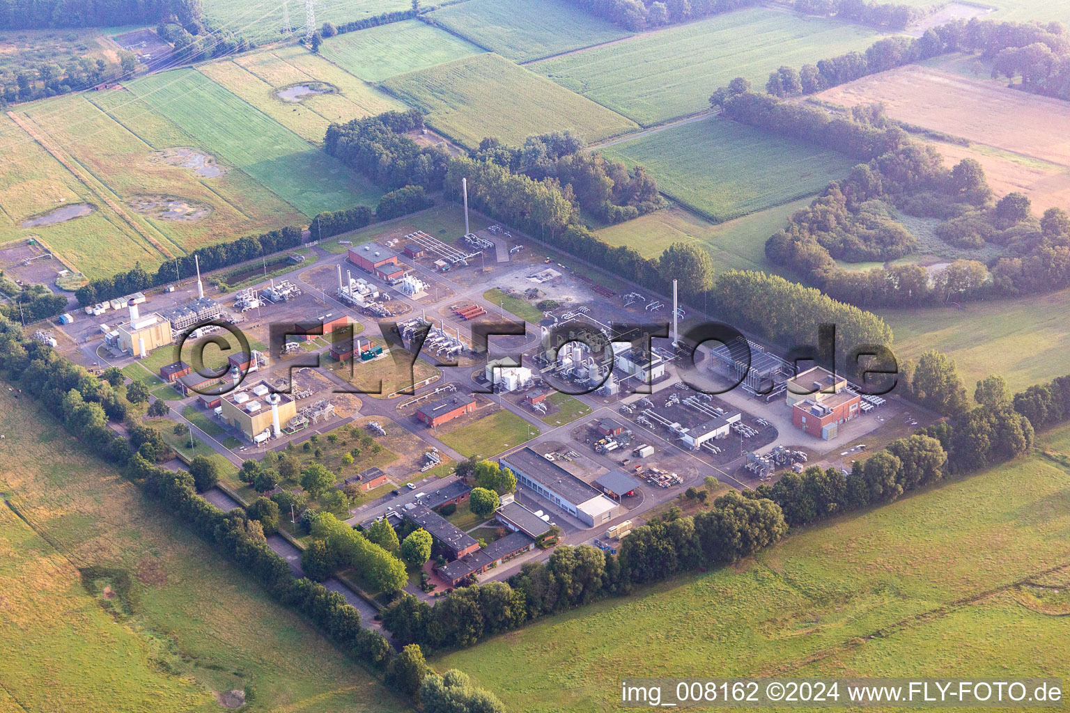 Vue aérienne de Installations de stockage souterraines de gaz naturel d'E.ON Ruhrgas AG à Epe à le quartier Kottigerhook in Gronau dans le département Rhénanie du Nord-Westphalie, Allemagne