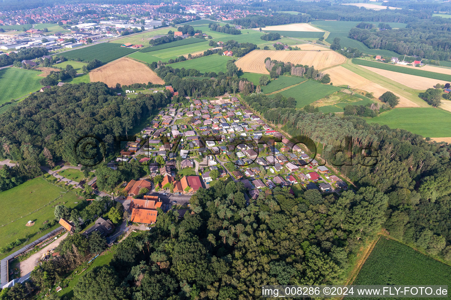 Vue oblique de Aire de loisirs de Waldvelen, vente familiale der Buss à Velen dans le département Rhénanie du Nord-Westphalie, Allemagne