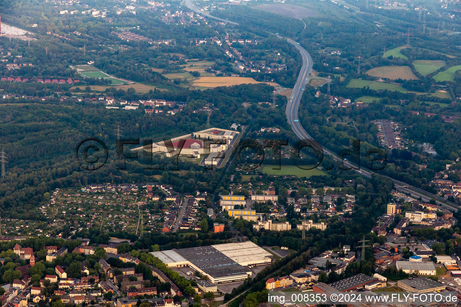 Vue aérienne de Maison de correction à Gelsenkirchen dans le département Rhénanie du Nord-Westphalie, Allemagne