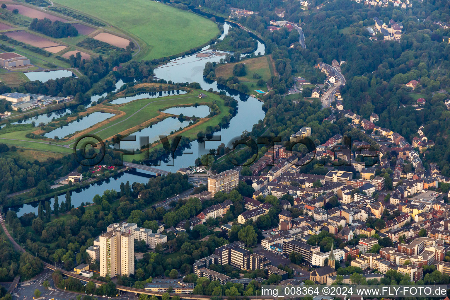 Vue aérienne de Dysenterie à le quartier Steele in Essen dans le département Rhénanie du Nord-Westphalie, Allemagne