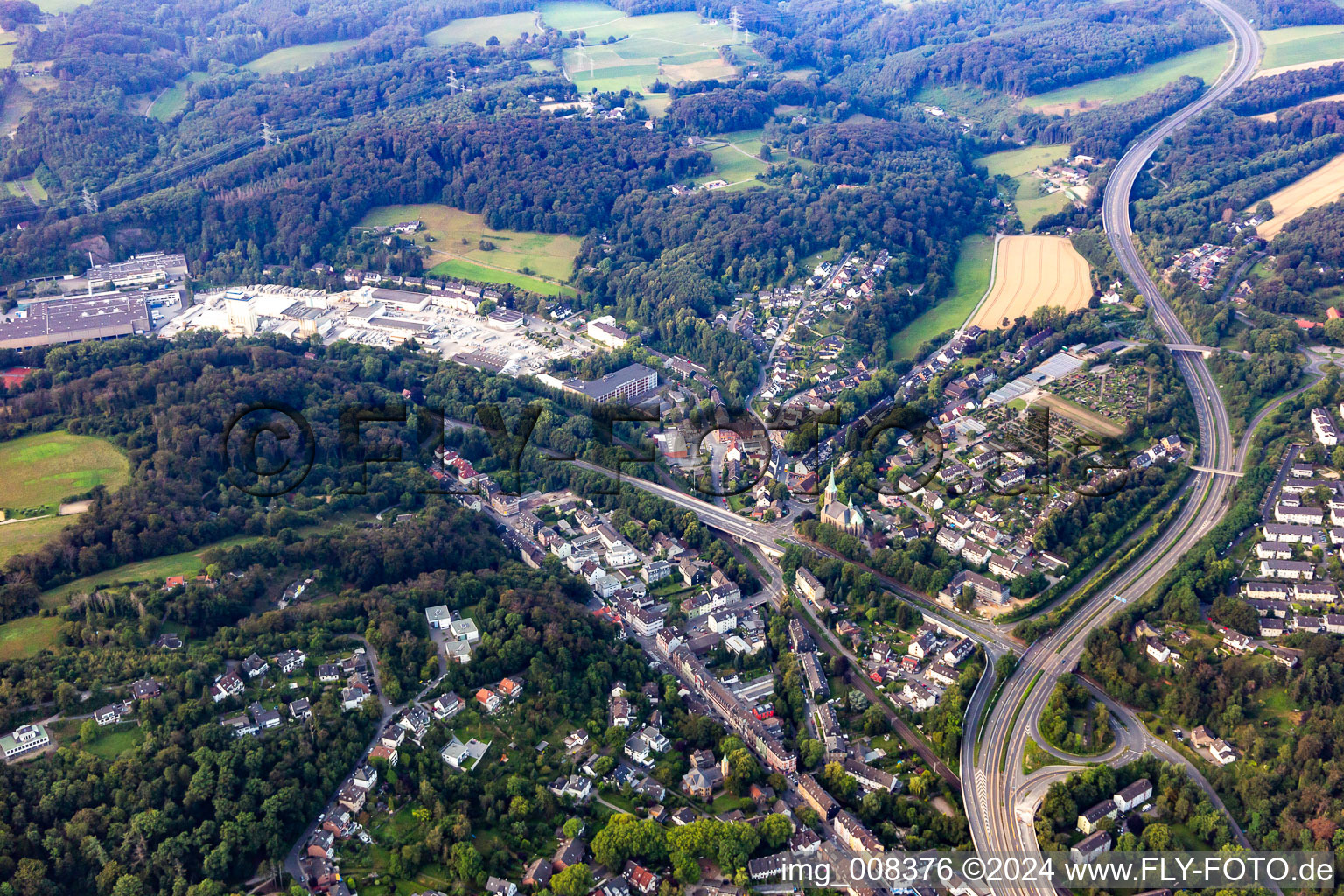 Vue aérienne de Quartier Kupferdreh in Essen dans le département Rhénanie du Nord-Westphalie, Allemagne