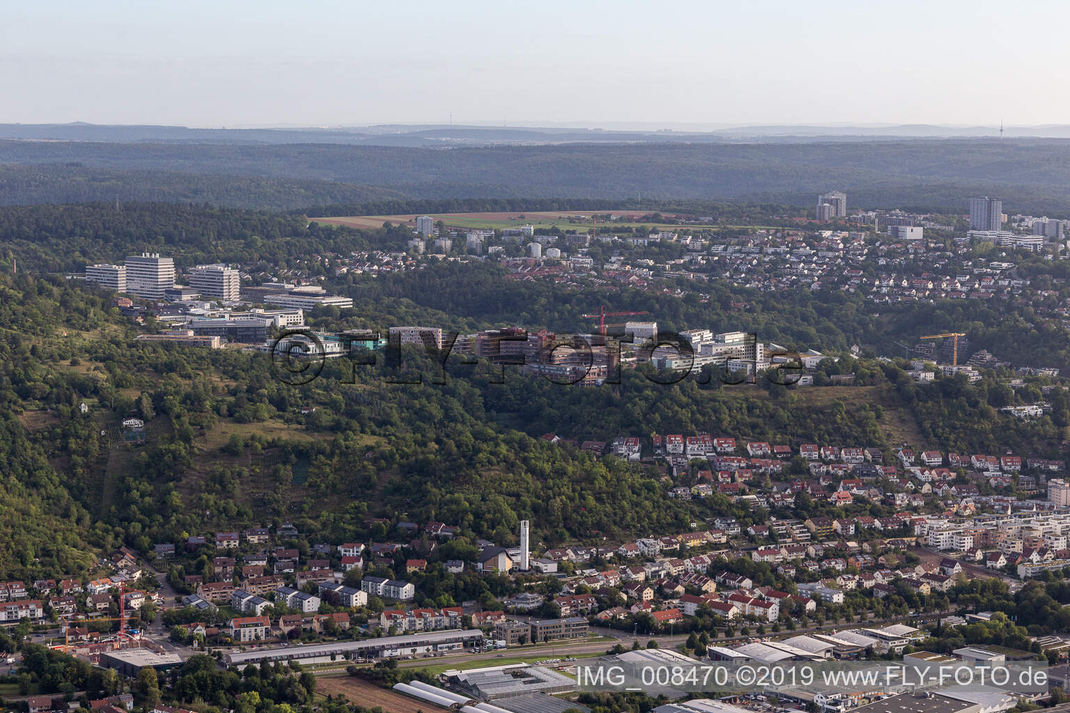 Vue aérienne de Clinique BG, Université et Hôpital Universitaire Tübingen à Tübingen dans le département Bade-Wurtemberg, Allemagne
