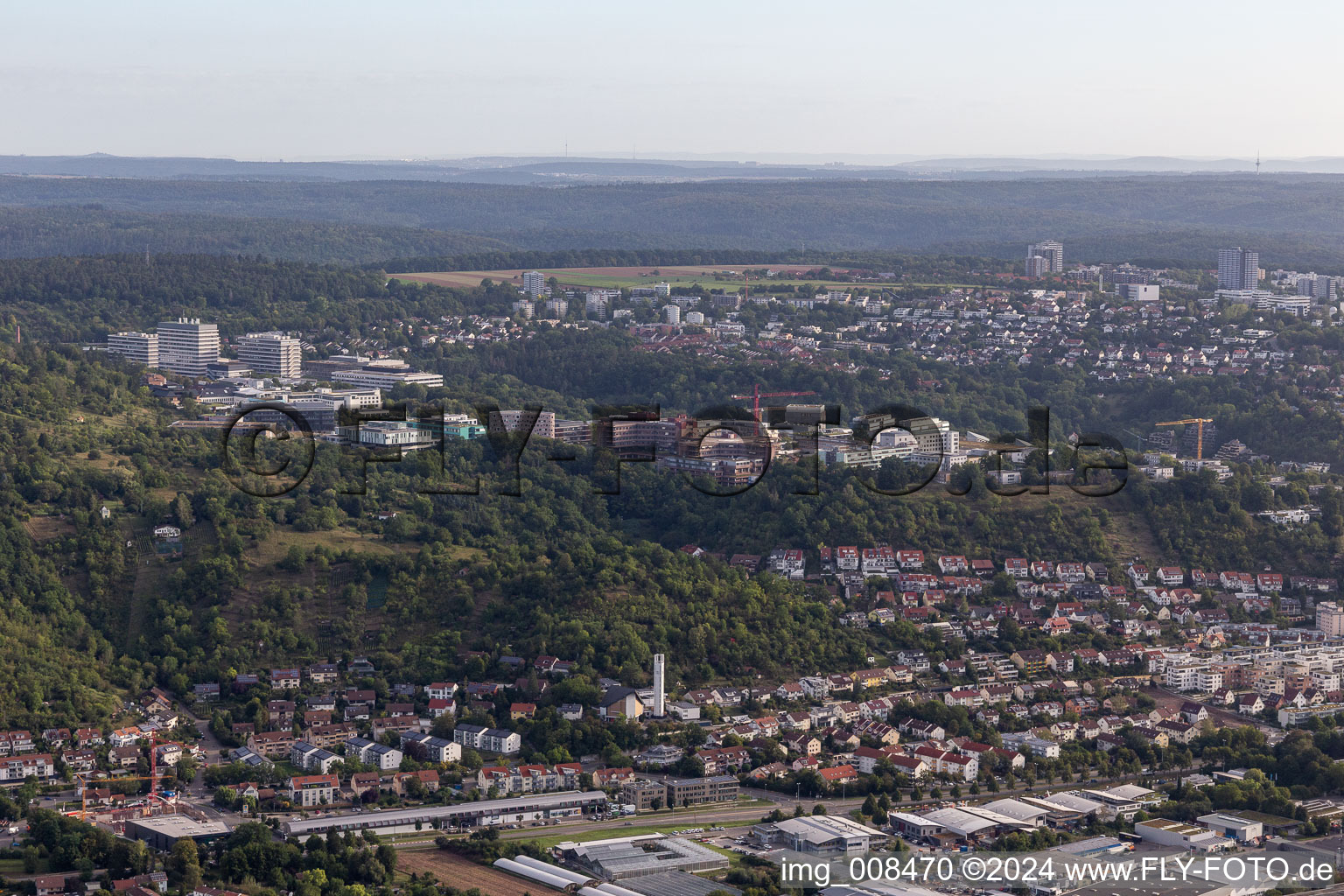 Vue aérienne de Clinique BG, Université et Hôpital Universitaire Tübingen à Tübingen dans le département Bade-Wurtemberg, Allemagne