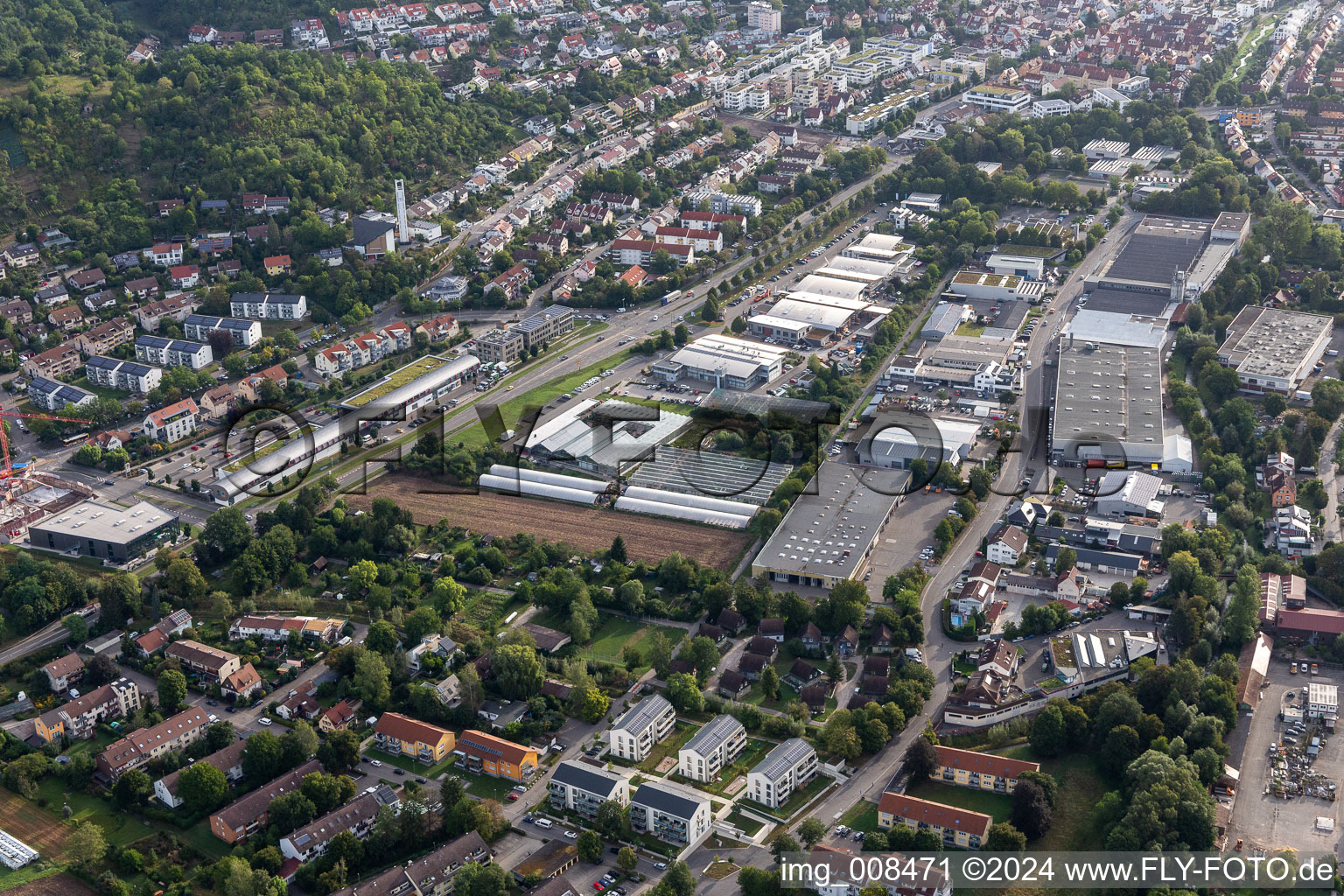 Vue aérienne de Crèche Sinner entre Herrenberger et Sindelfinger Straße à le quartier Weststadt in Tübingen dans le département Bade-Wurtemberg, Allemagne