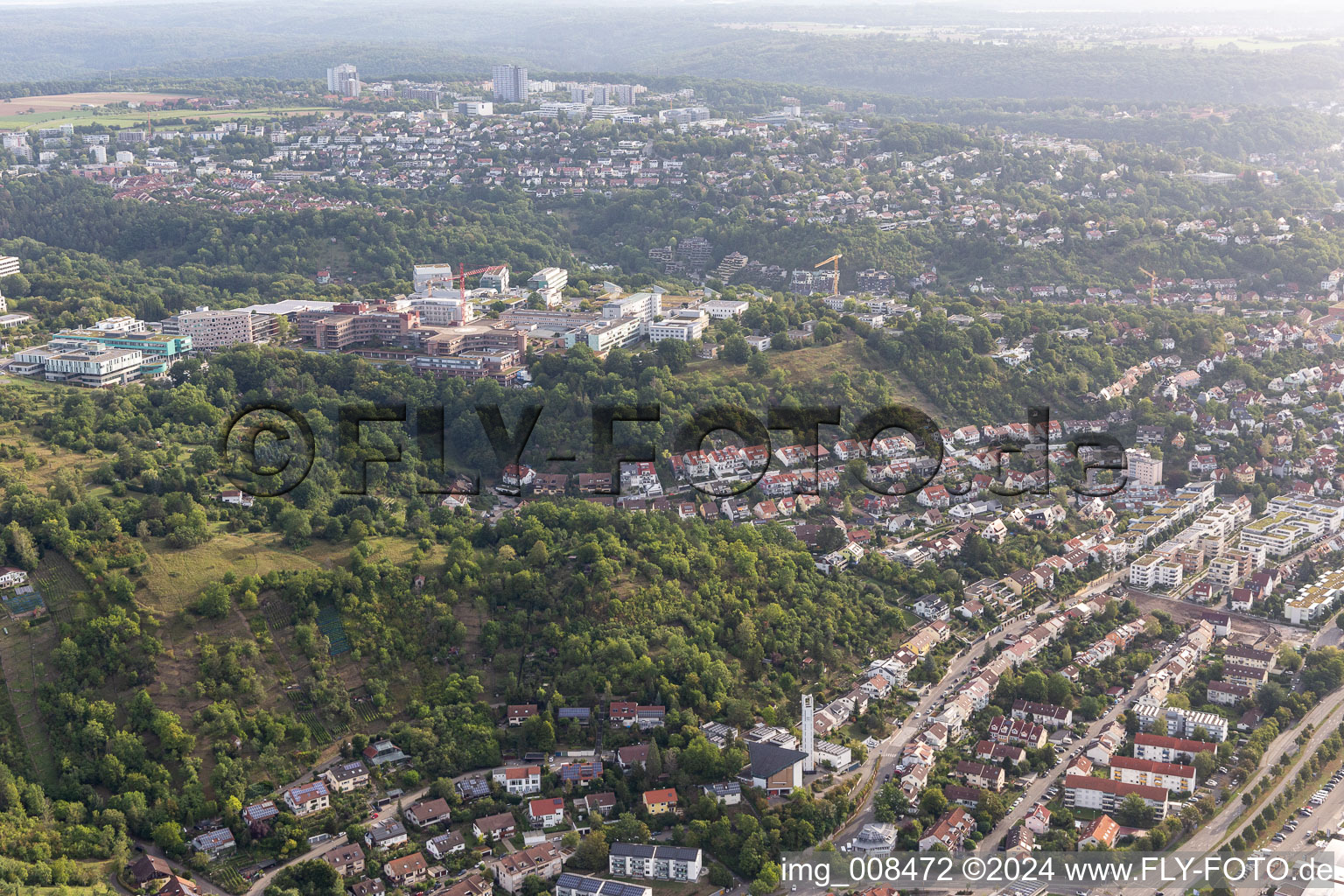 Vue aérienne de Hôpital universitaire Tübingen à le quartier Weststadt in Tübingen dans le département Bade-Wurtemberg, Allemagne