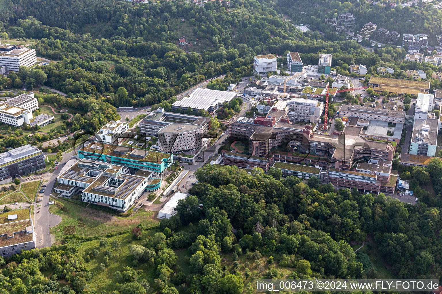 Vue aérienne de Terrain de la clinique universitaire et campus de l'université à Tübingen dans le département Bade-Wurtemberg, Allemagne