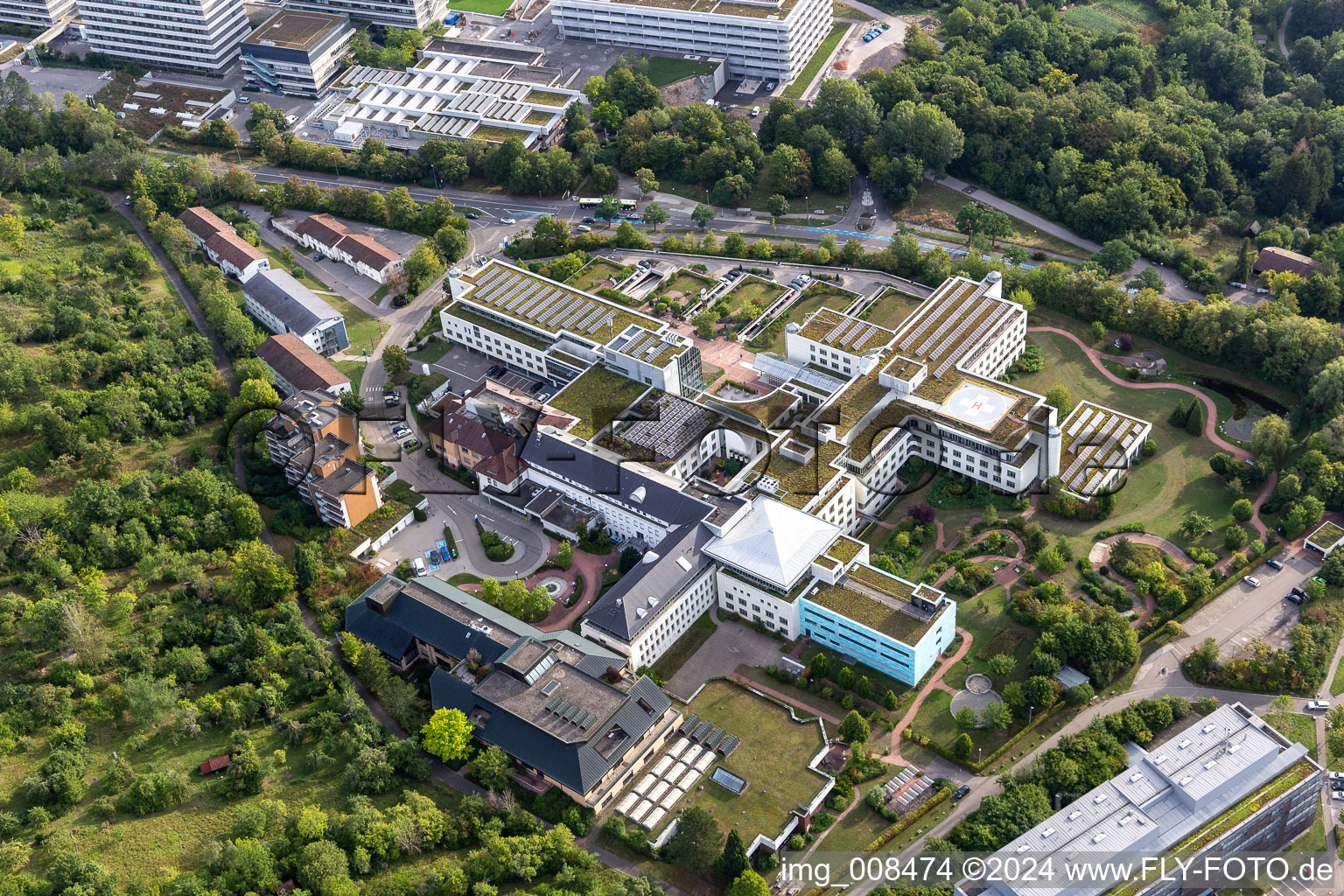 Vue aérienne de Terrain de la clinique de l'hôpital "BG Klinik Tübingen à Tübingen dans le département Bade-Wurtemberg, Allemagne