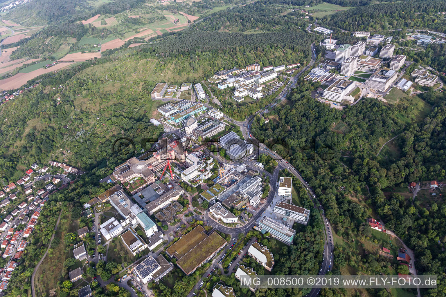 Vue oblique de BG Klinik, Universität et hôpital universitaire Tübingen à le quartier Universität in Tübingen dans le département Bade-Wurtemberg, Allemagne