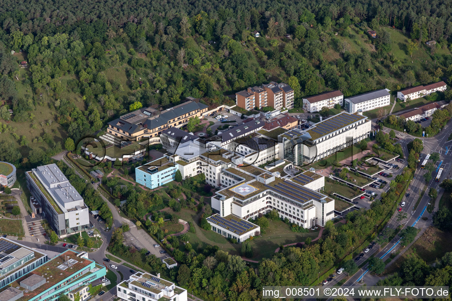 Vue aérienne de Terrain de la clinique de l'hôpital "BG Klinik Tübingen à Tübingen dans le département Bade-Wurtemberg, Allemagne