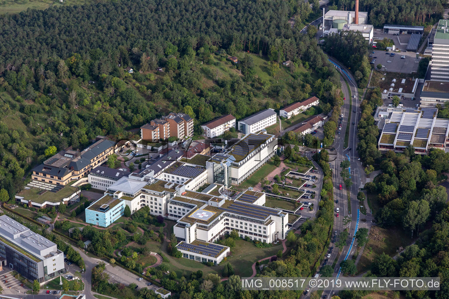 Vue aérienne de Clinique d'accidents BG Tübingen à le quartier Universität in Tübingen dans le département Bade-Wurtemberg, Allemagne