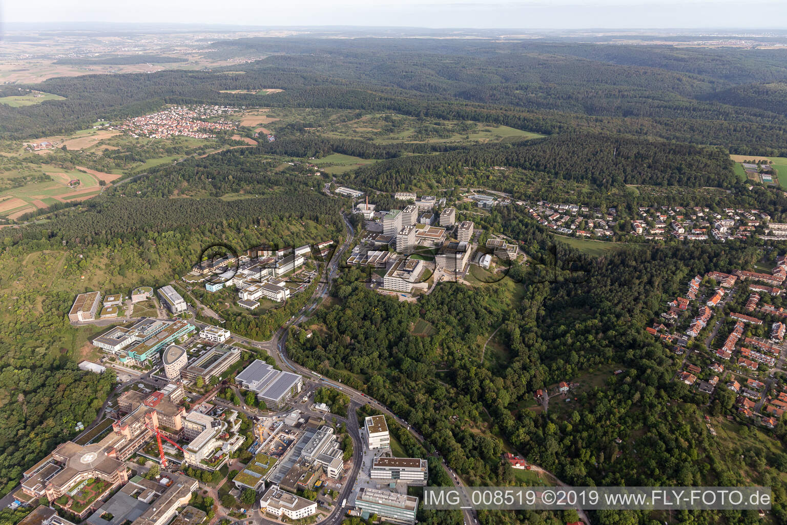 BG Klinik, Universität et hôpital universitaire Tübingen à le quartier Universität in Tübingen dans le département Bade-Wurtemberg, Allemagne vue d'en haut