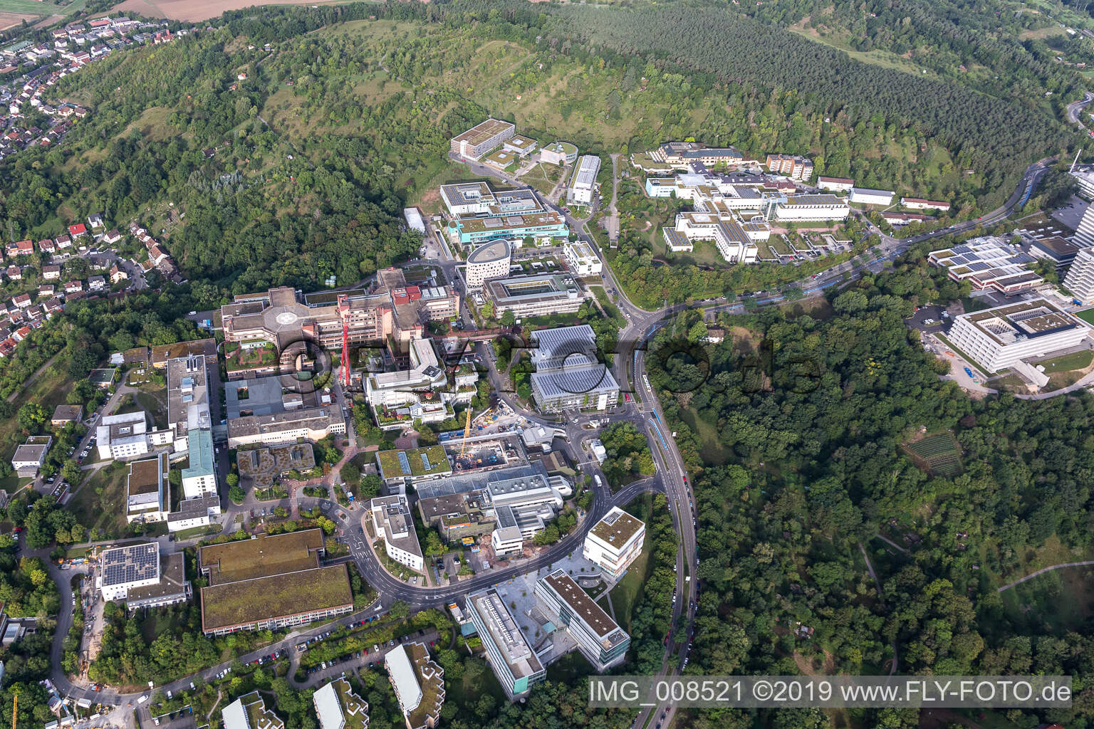 Vue aérienne de Hôpital universitaire Tübingen à le quartier Universität in Tübingen dans le département Bade-Wurtemberg, Allemagne