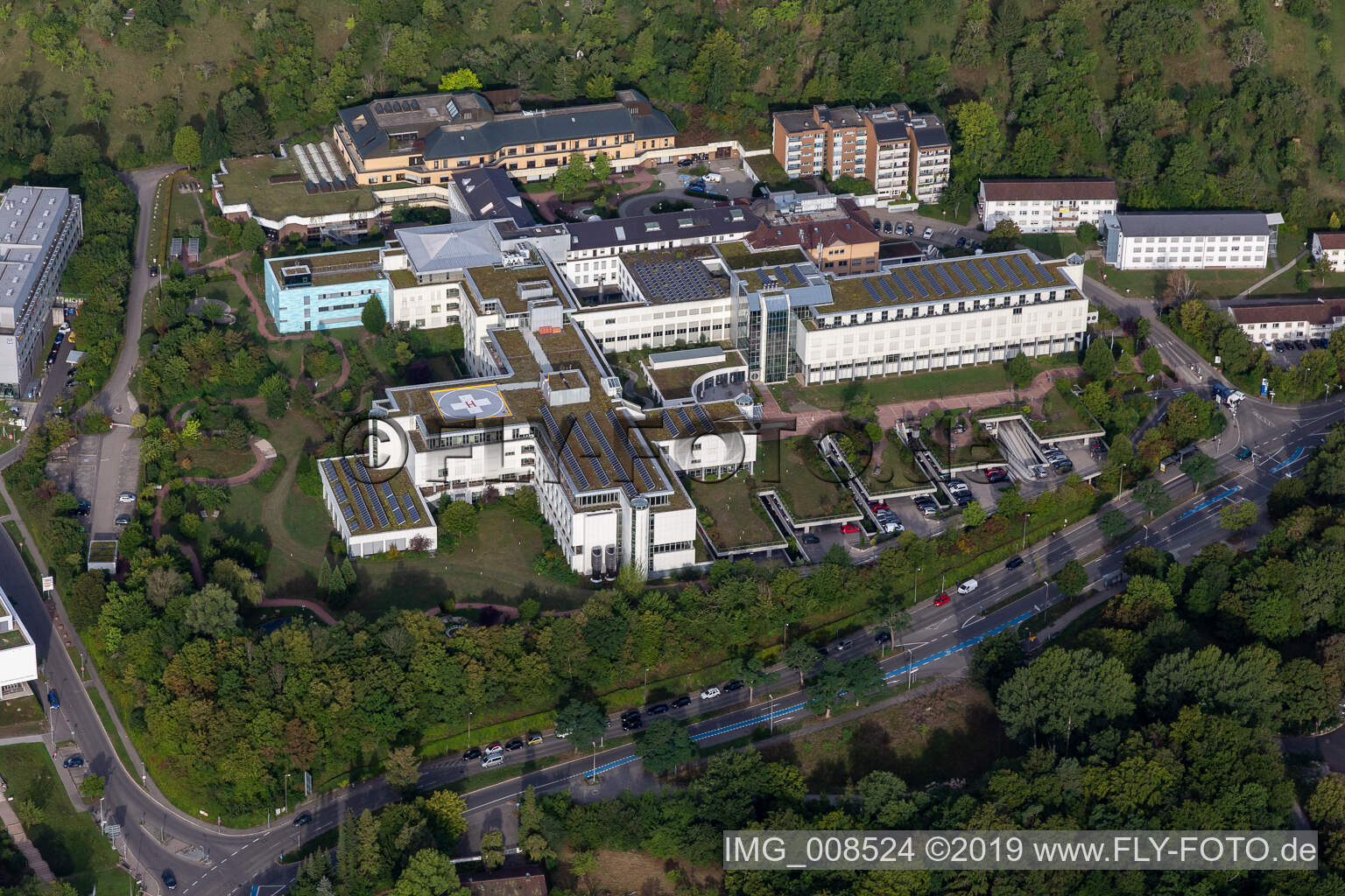 Vue oblique de Clinique d'accidents BG Tübingen à le quartier Universität in Tübingen dans le département Bade-Wurtemberg, Allemagne