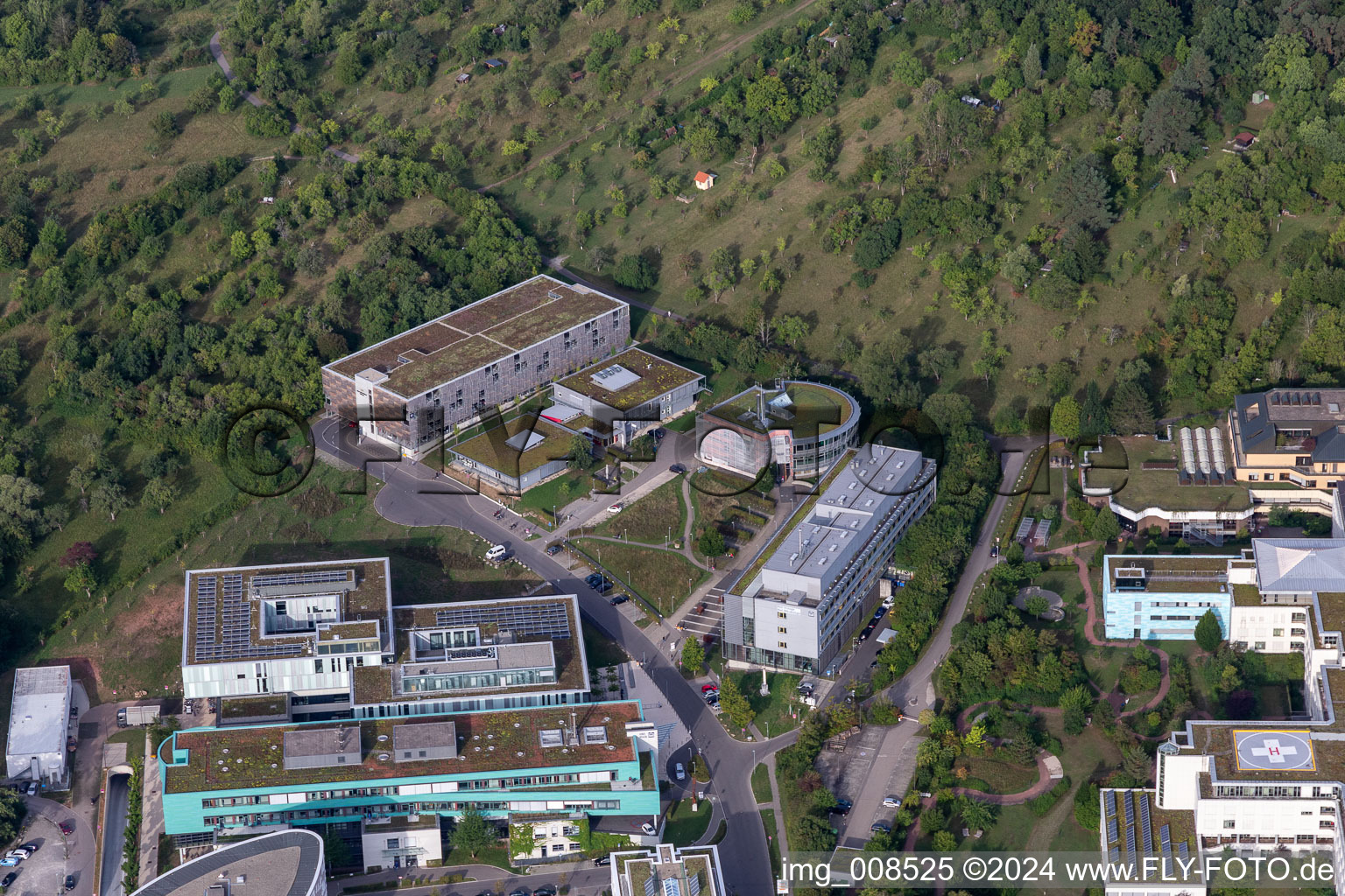 Vue oblique de Hôpital universitaire Tübingen à Tübingen dans le département Bade-Wurtemberg, Allemagne