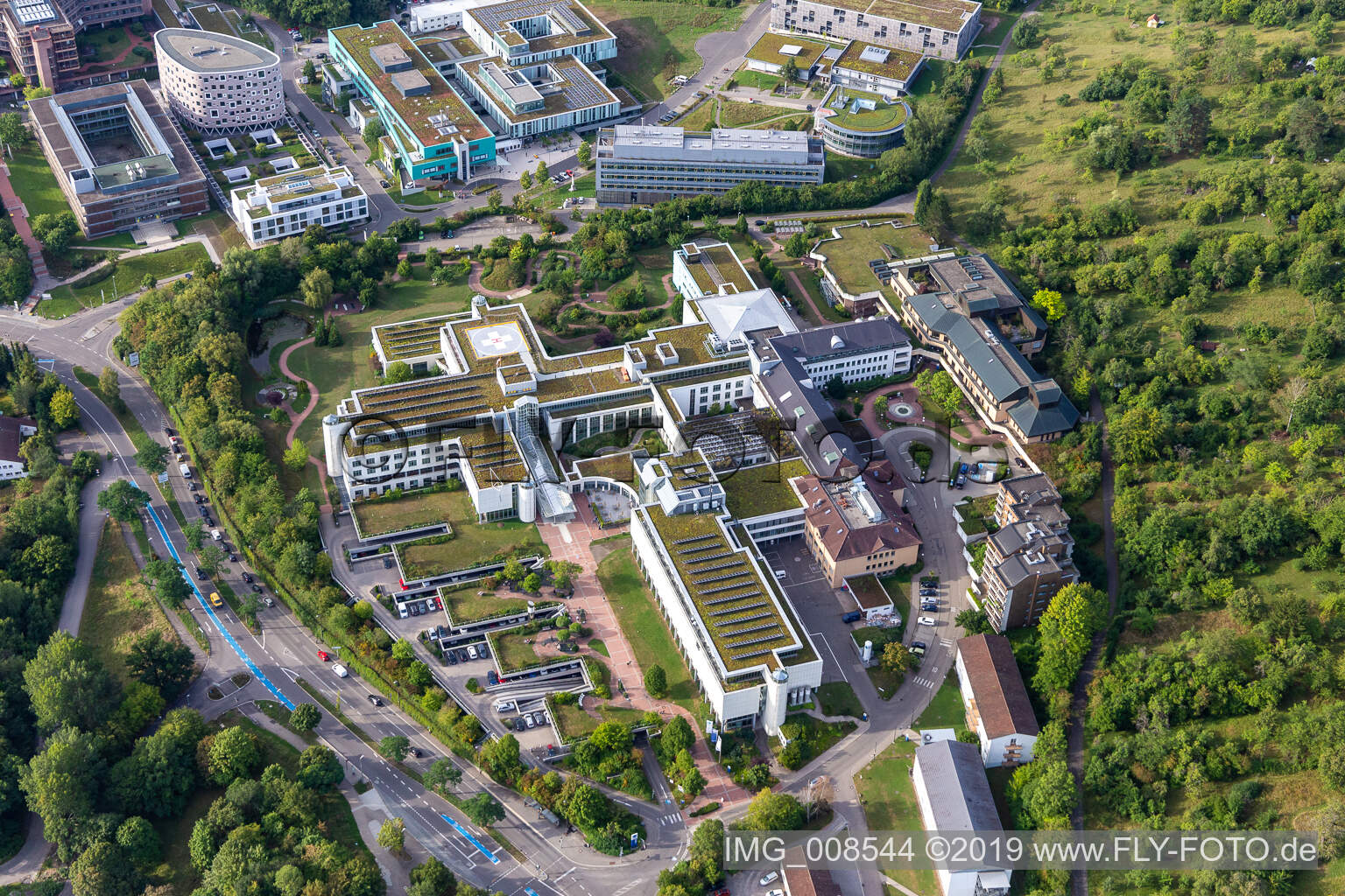 Clinique d'accidents BG Tübingen à le quartier Universität in Tübingen dans le département Bade-Wurtemberg, Allemagne vue d'en haut