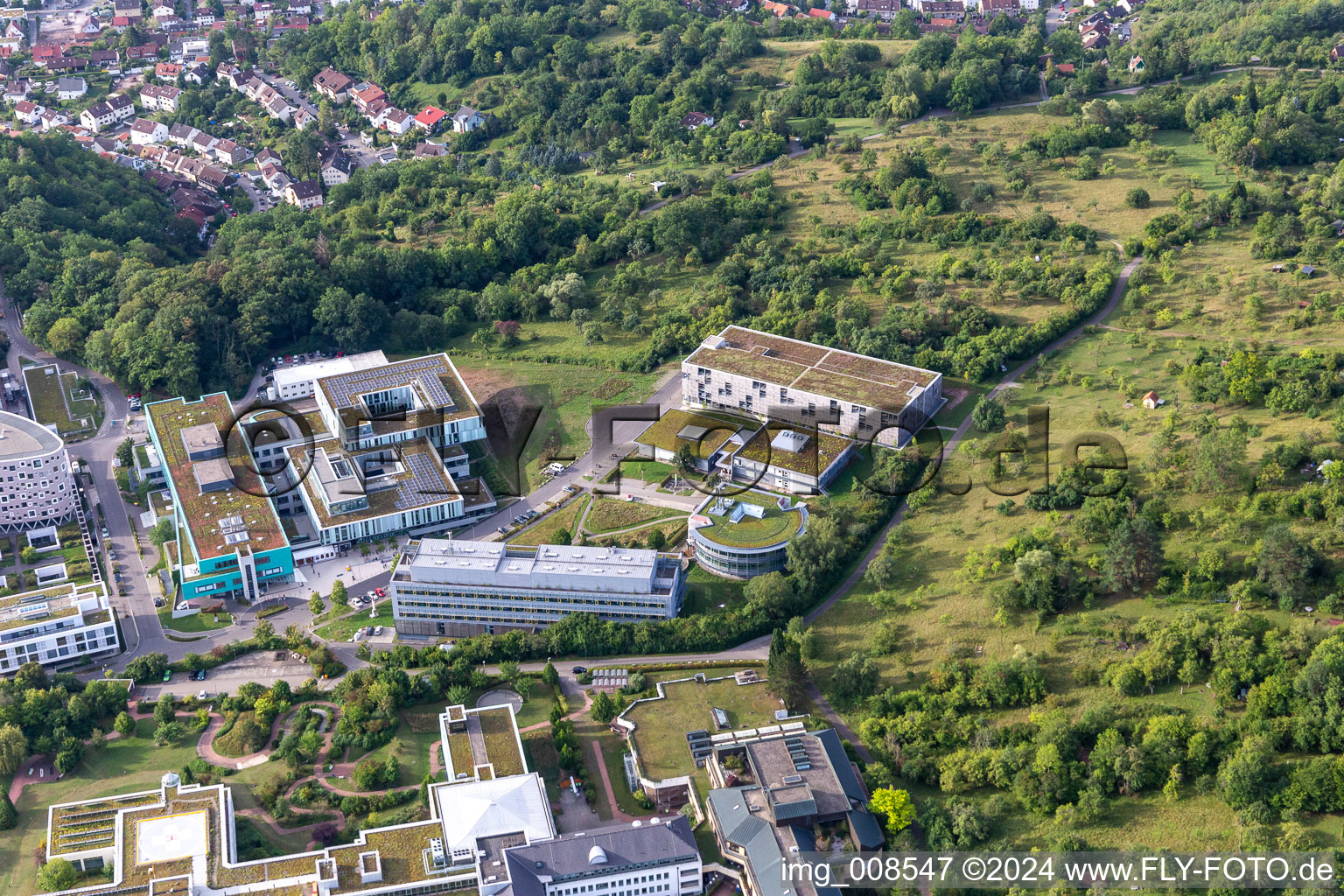 Hôpital universitaire Tübingen à le quartier Universität in Tübingen dans le département Bade-Wurtemberg, Allemagne vue du ciel