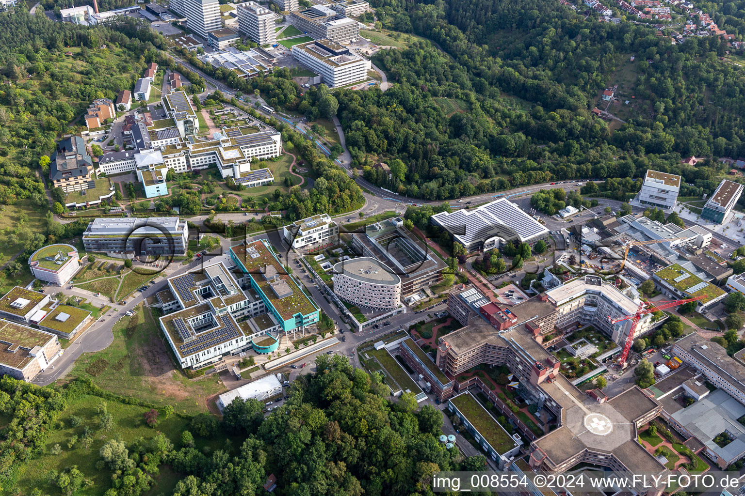 Clinique BG, Université et Hôpital Universitaire Tübingen à Tübingen dans le département Bade-Wurtemberg, Allemagne vue du ciel