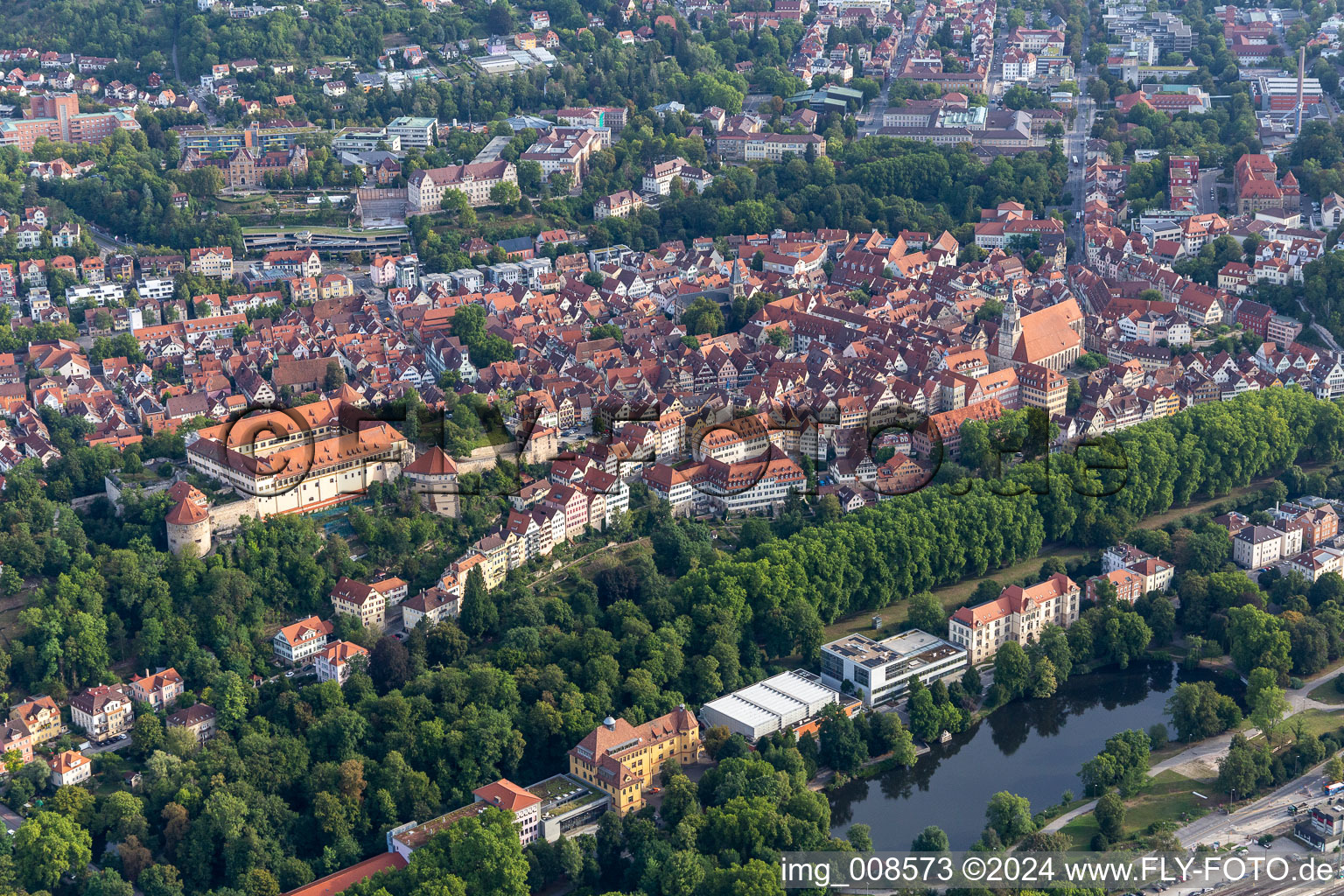 Vue aérienne de Vue des rues et des maisons des quartiers résidentiels à Tübingen dans le département Bade-Wurtemberg, Allemagne