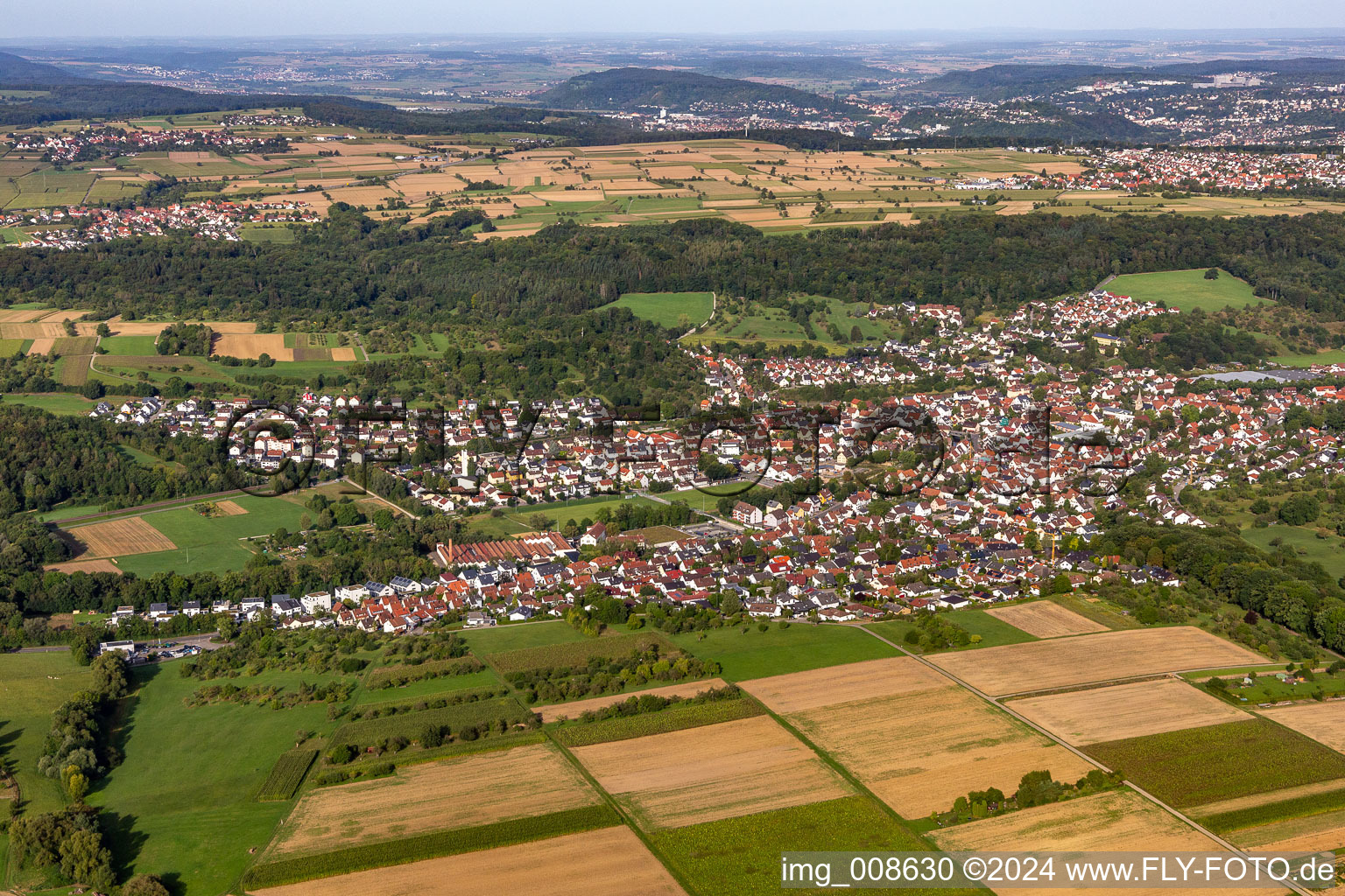 Vue aérienne de Wannweil dans le département Bade-Wurtemberg, Allemagne