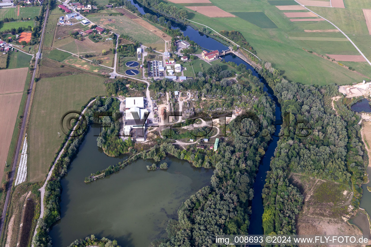 Vue aérienne de Station d'épuration de Kiebingen à Rottenburg am Neckar dans le département Bade-Wurtemberg, Allemagne