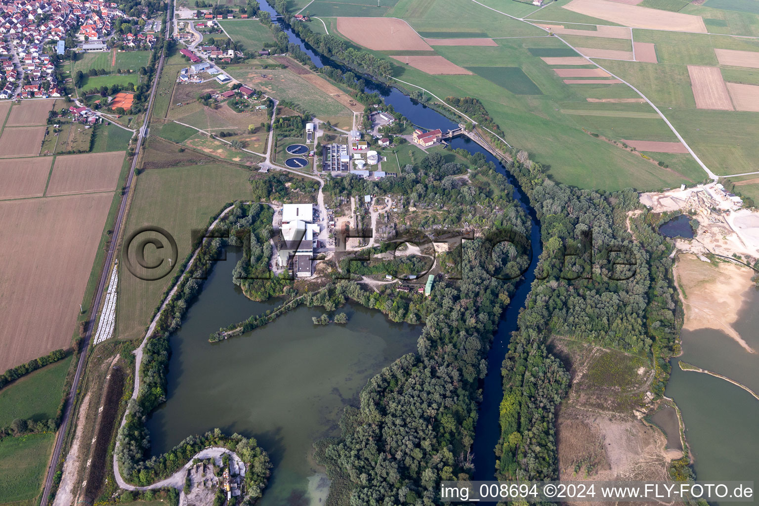 Vue aérienne de Station d'épuration de Kiebingen à Rottenburg am Neckar dans le département Bade-Wurtemberg, Allemagne