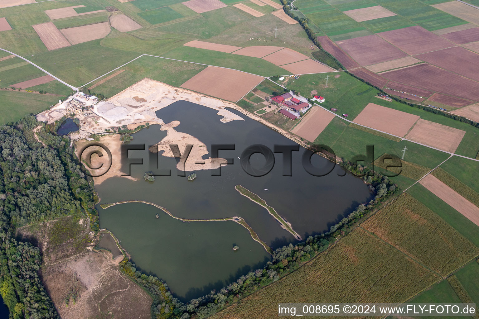 Vue aérienne de Travaux de sable et de gravier de Matthäus à Rottenburg am Neckar dans le département Bade-Wurtemberg, Allemagne