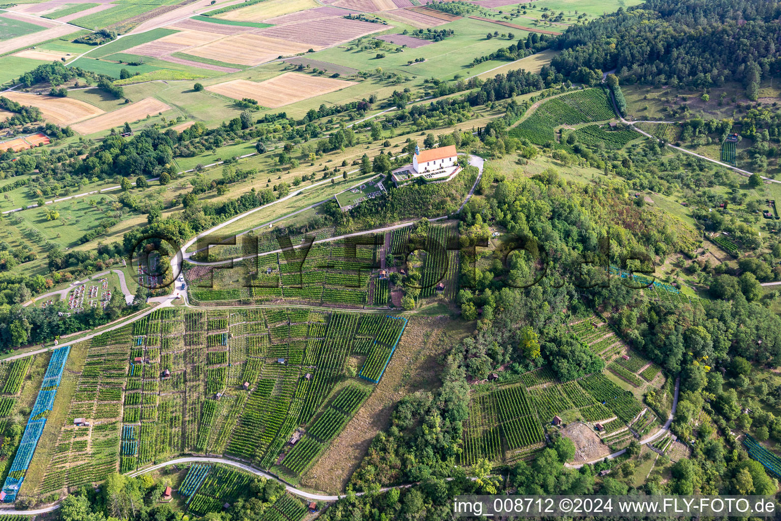 Photographie aérienne de Chapelle Wurmlinger Saint-Remiius à le quartier Wurmlingen in Rottenburg am Neckar dans le département Bade-Wurtemberg, Allemagne