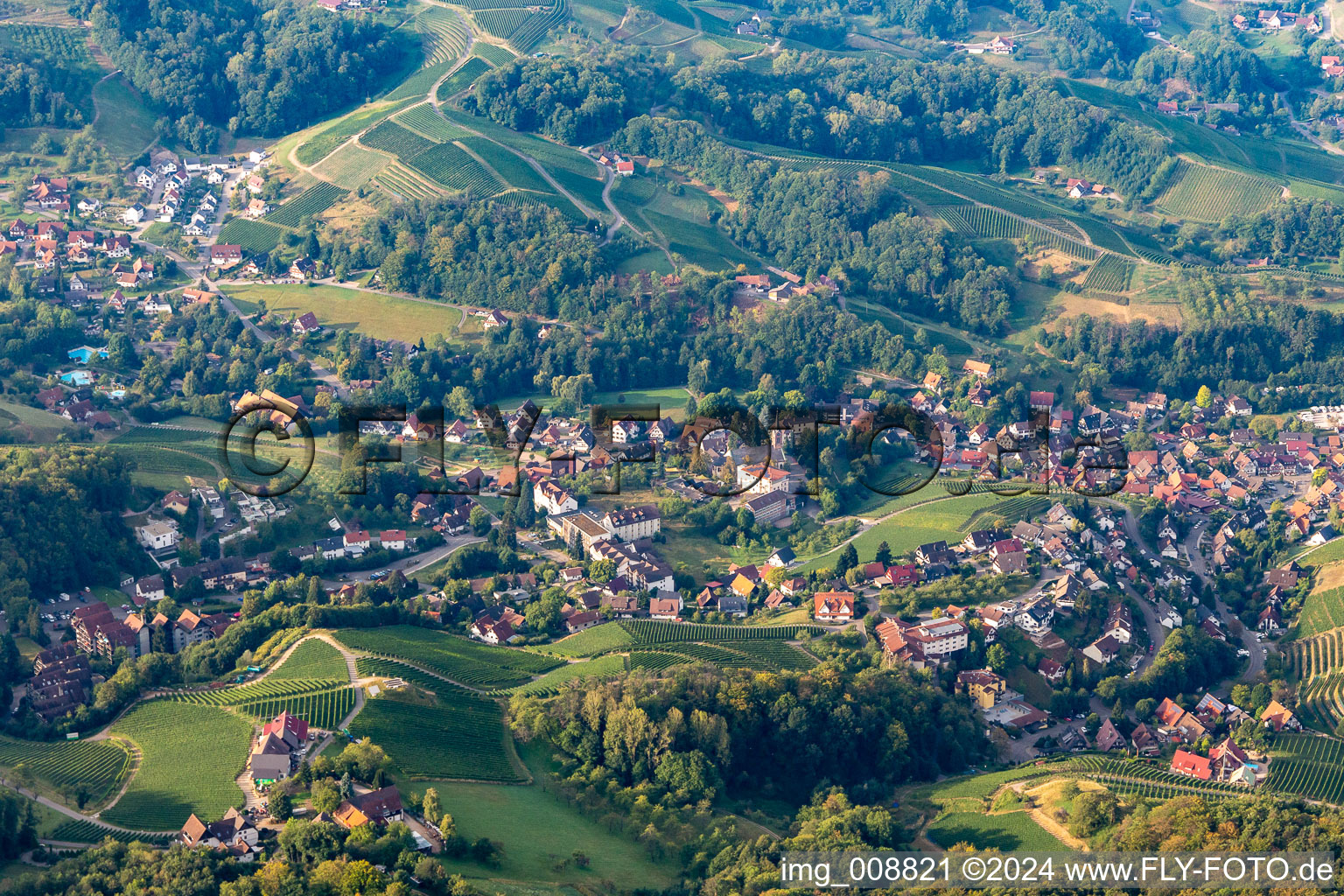 Vue aérienne de Champs agricoles et surfaces utilisables à le quartier Büchelbach in Sasbachwalden dans le département Bade-Wurtemberg, Allemagne